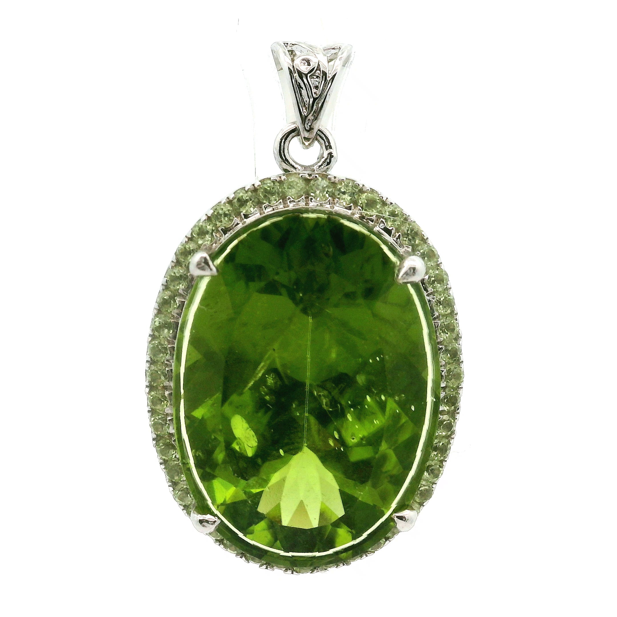 Peridot Pavé Cuff Ring and Pendant .925 Silver for Luck and Prosperity