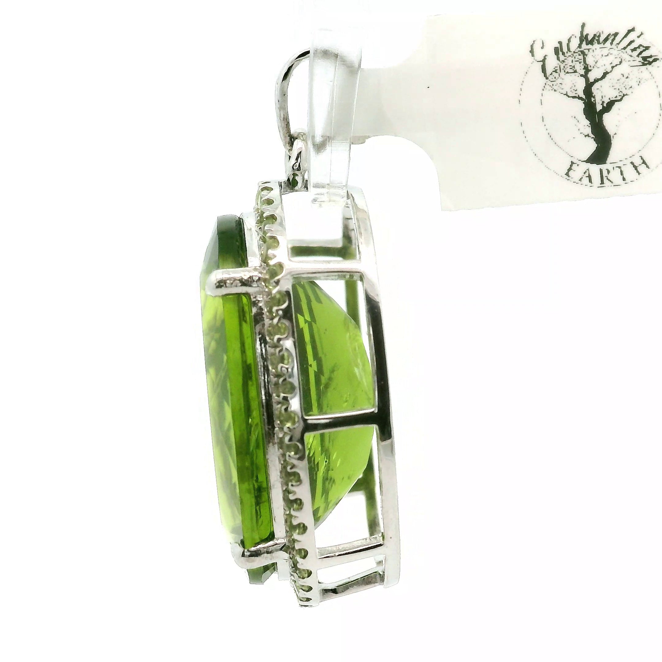 Peridot Pavé Cuff Ring and Pendant .925 Silver for Luck and Prosperity