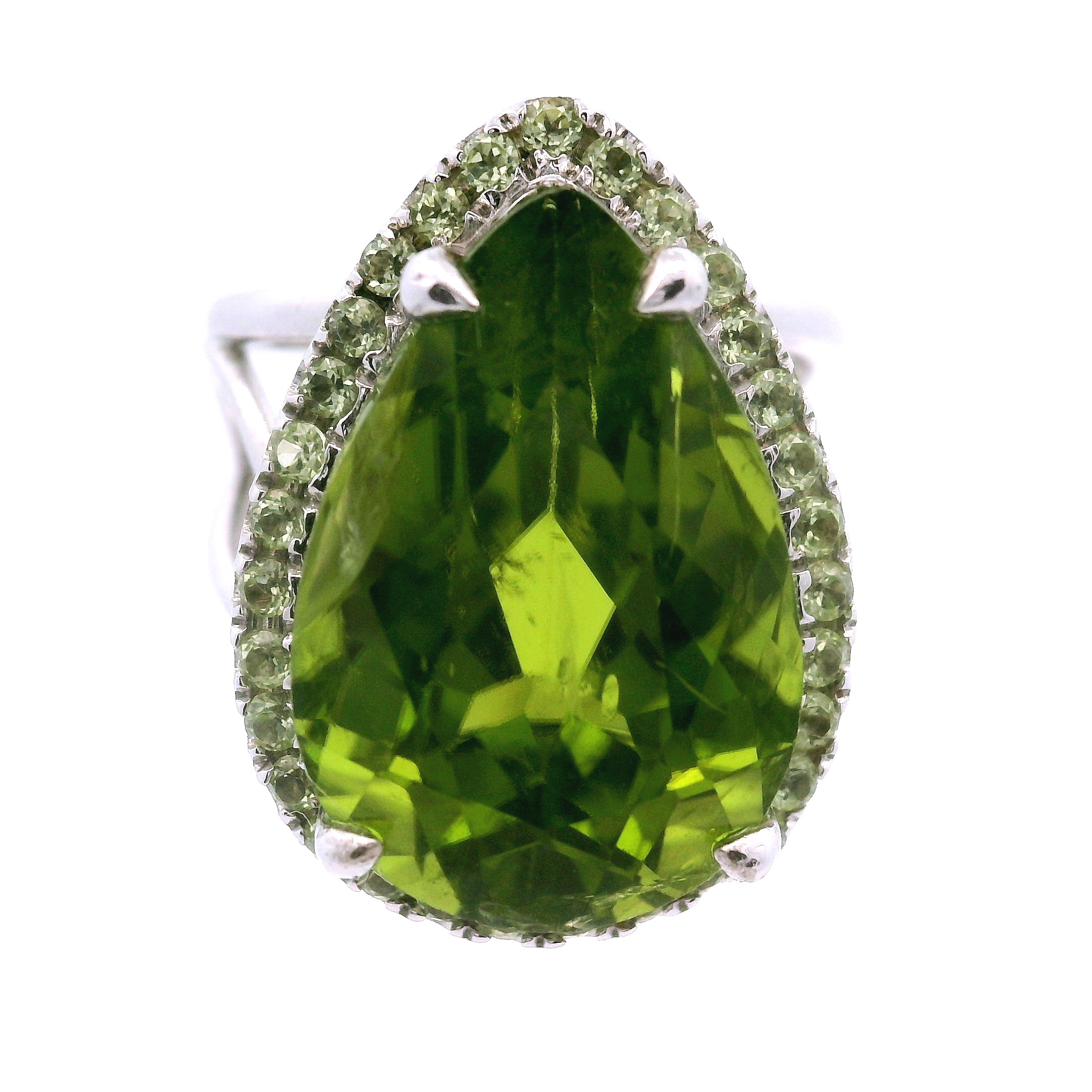 Peridot Pavé Cuff Ring and Pendant .925 Silver for Luck and Prosperity