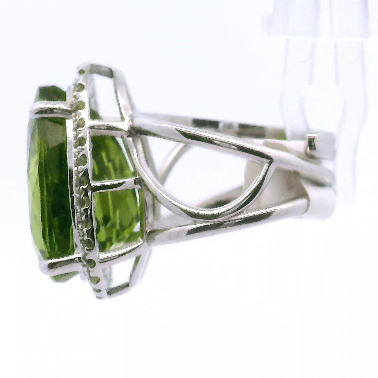 Peridot Pavé Cuff Ring and Pendant .925 Silver for Luck and Prosperity