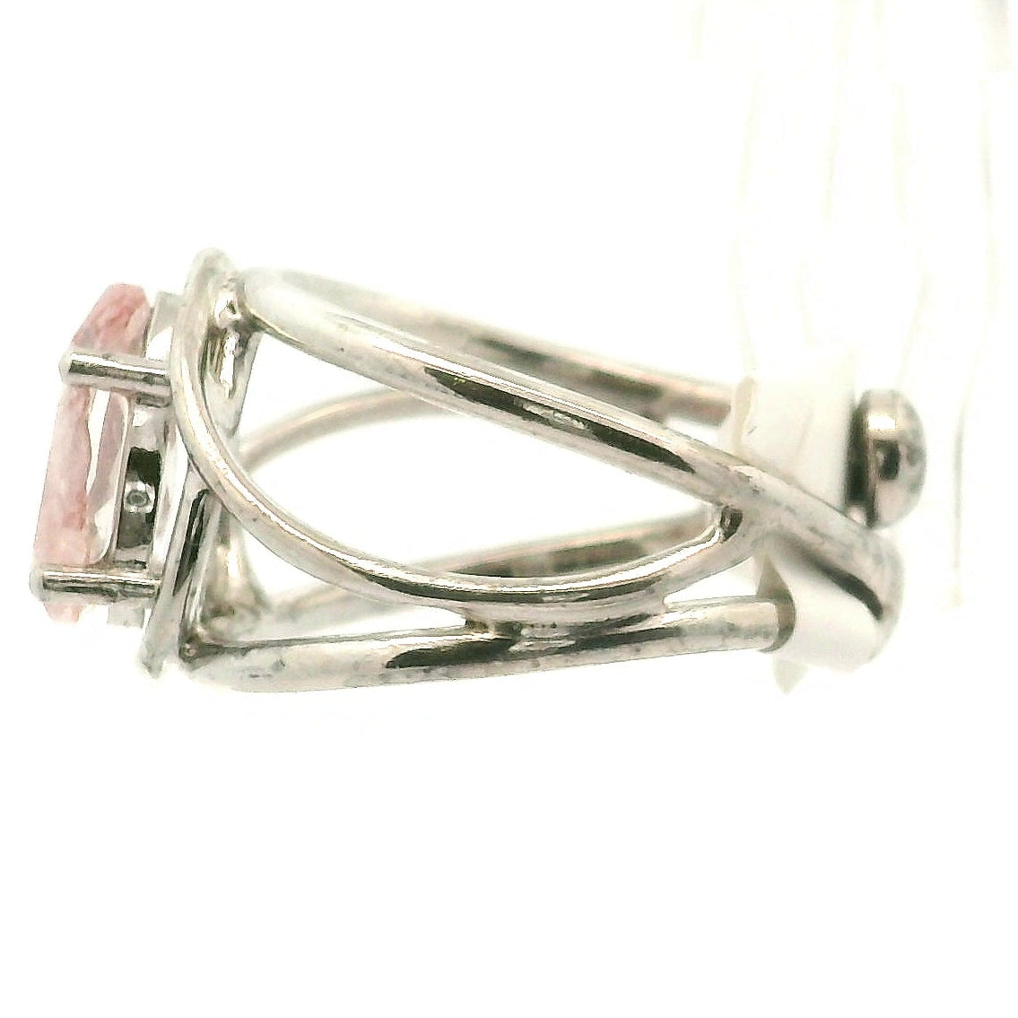 Pink Koi Quartz Cuff Ring .925 Sterling Silver for Spiritual Transformation