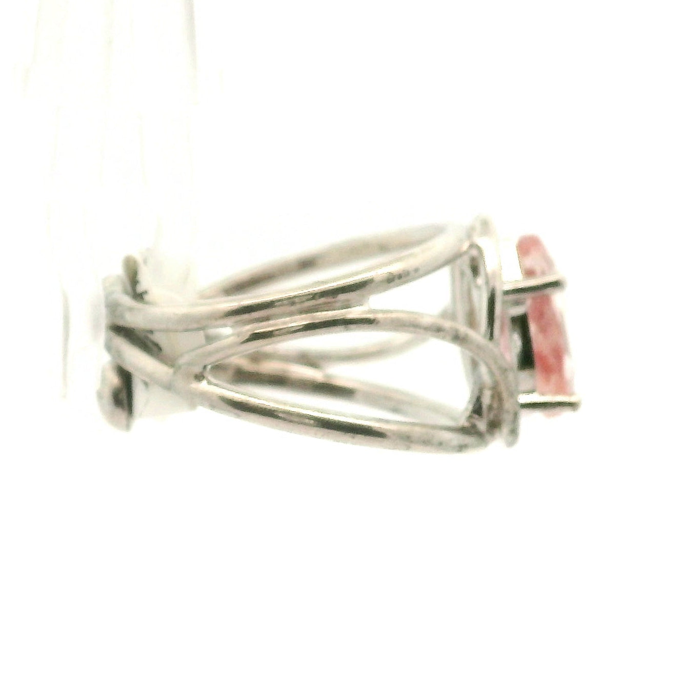 Pink Koi Quartz Cuff Ring .925 Sterling Silver for Spiritual Transformation