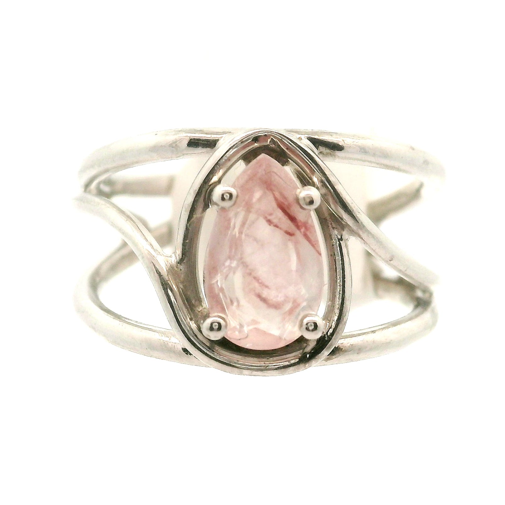 Pink Koi Quartz Cuff Ring .925 Sterling Silver for Spiritual Transformation