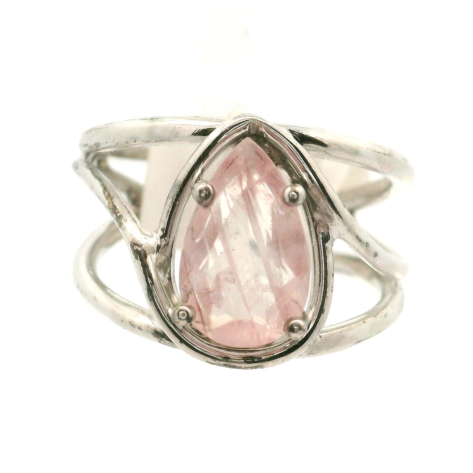 Pink Koi Quartz Cuff Ring .925 Sterling Silver for Spiritual Transformation