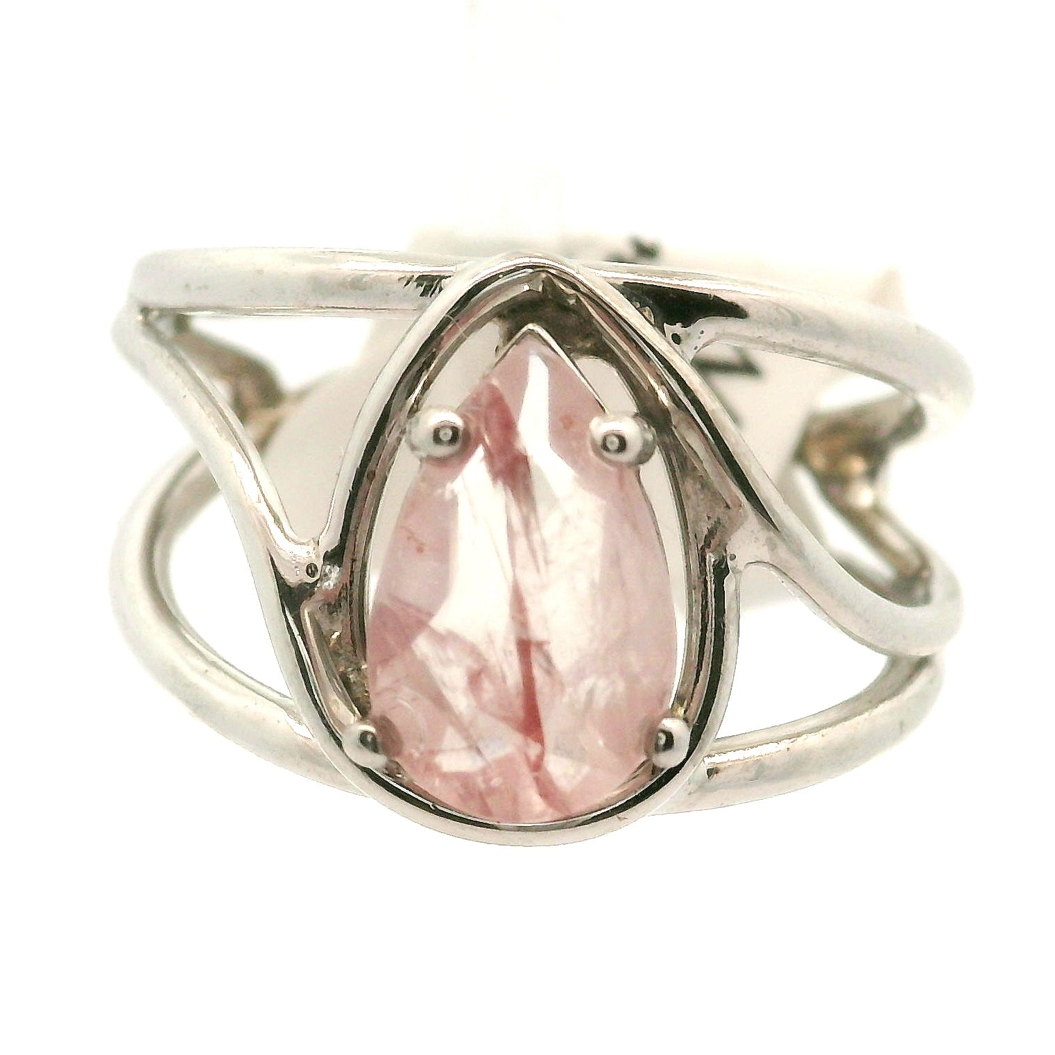 Pink Koi Quartz Cuff Ring .925 Sterling Silver for Spiritual Transformation