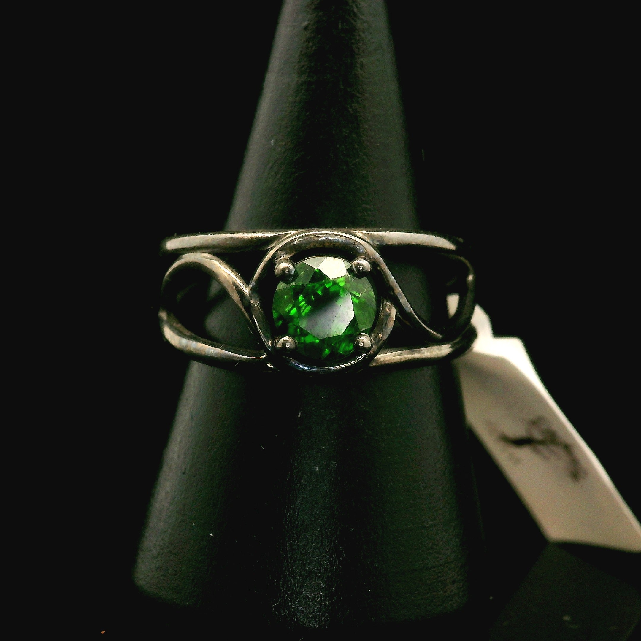 Chrome Diopside Midi Cuff Ring .925 Silver for Heart Healing, Compassion and Forgiveness