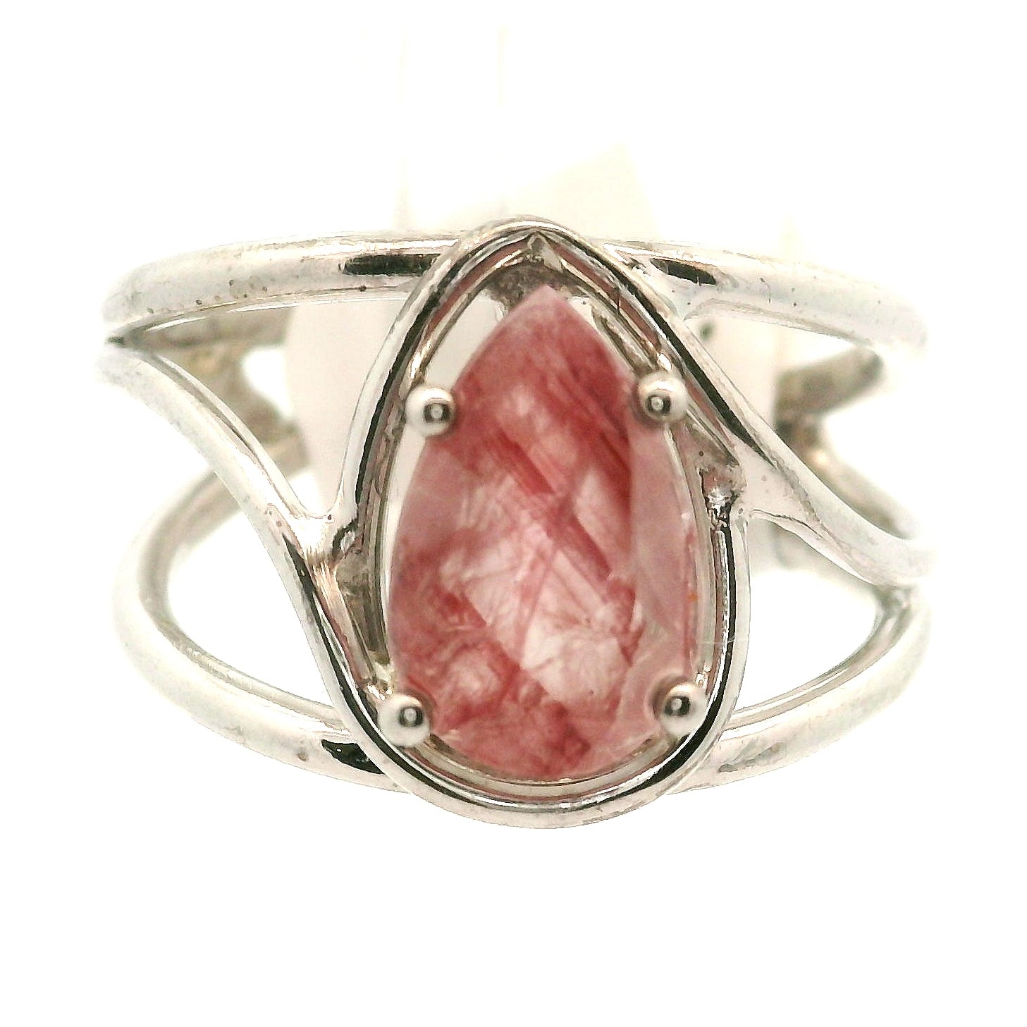 Pink Koi Quartz Cuff Ring .925 Sterling Silver for Spiritual Transformation