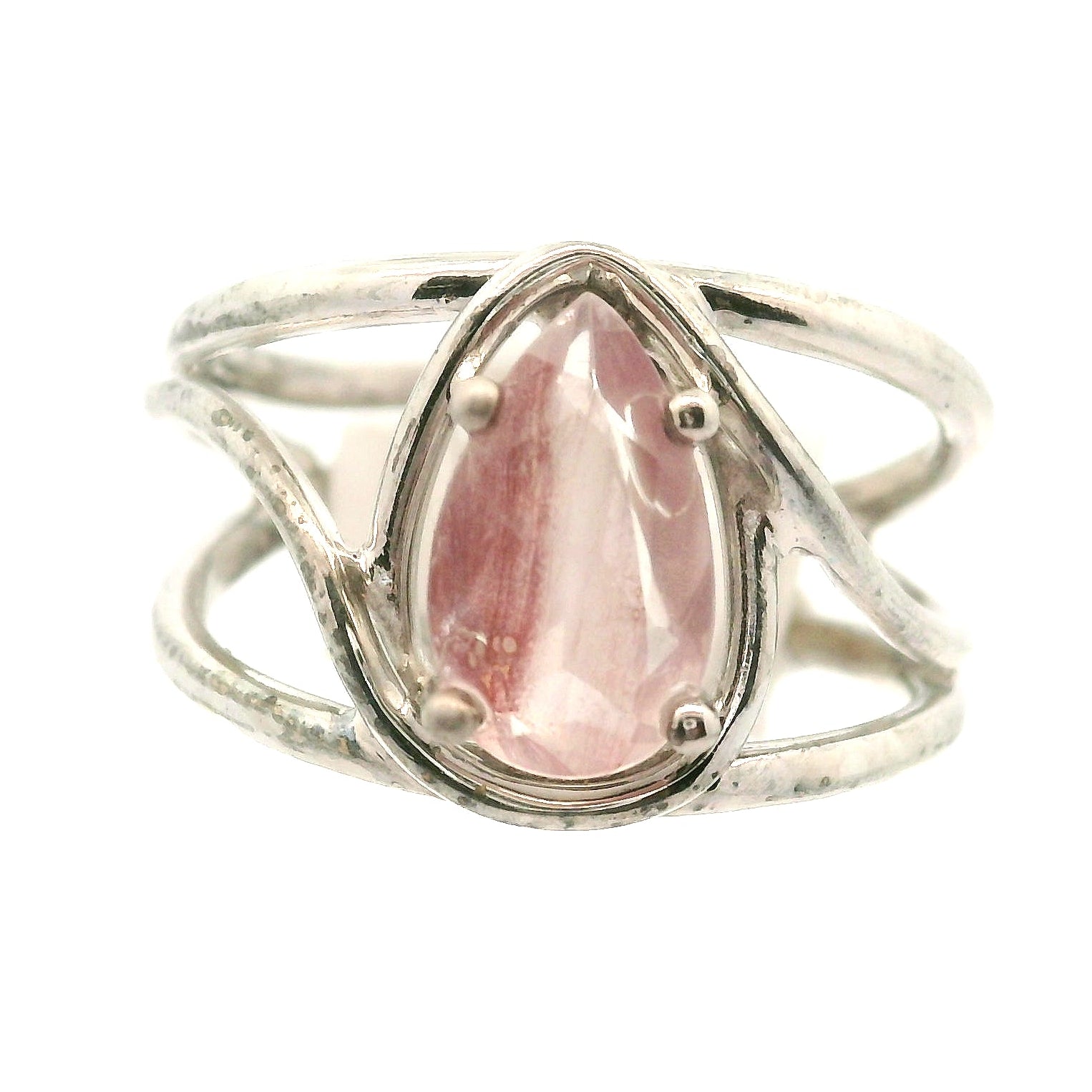 Pink Koi Quartz Cuff Ring .925 Sterling Silver for Spiritual Transformation