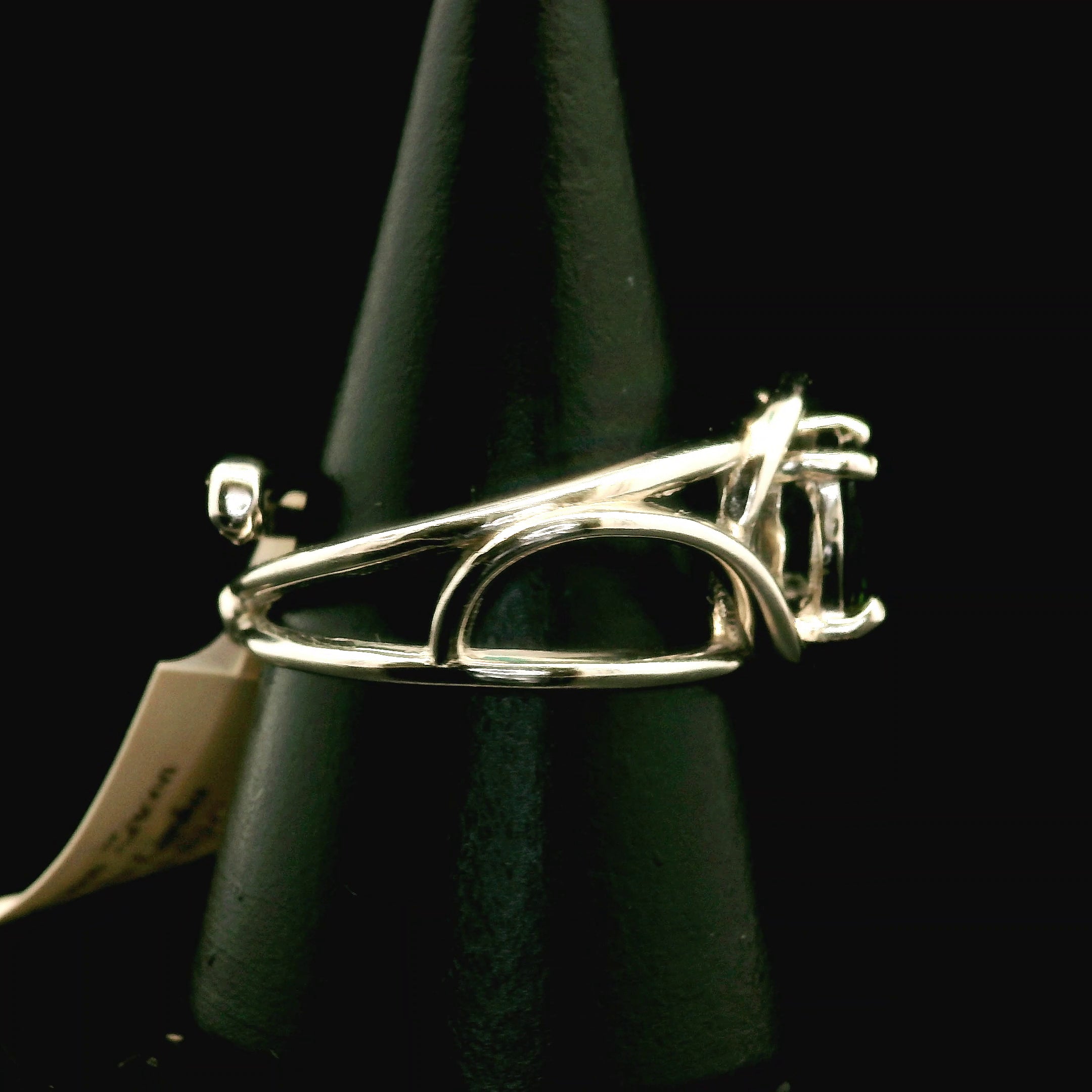 Green Zircon Cuff Ring .925 Silver for Determination, Organization & Transformation