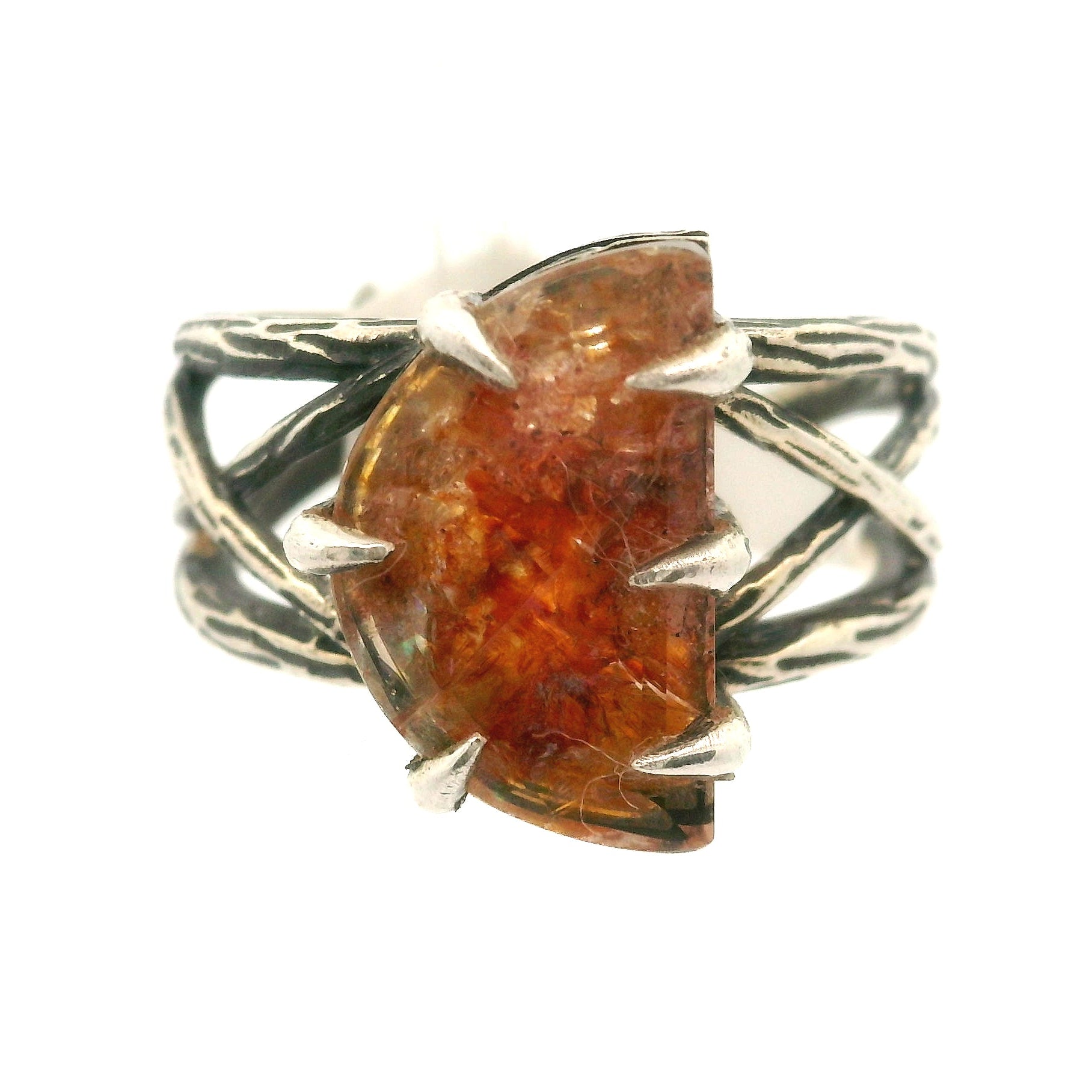 Bad Witch Pink Koi Quartz Cuff Ring .925 Sterling Silver for Spiritual Transformation