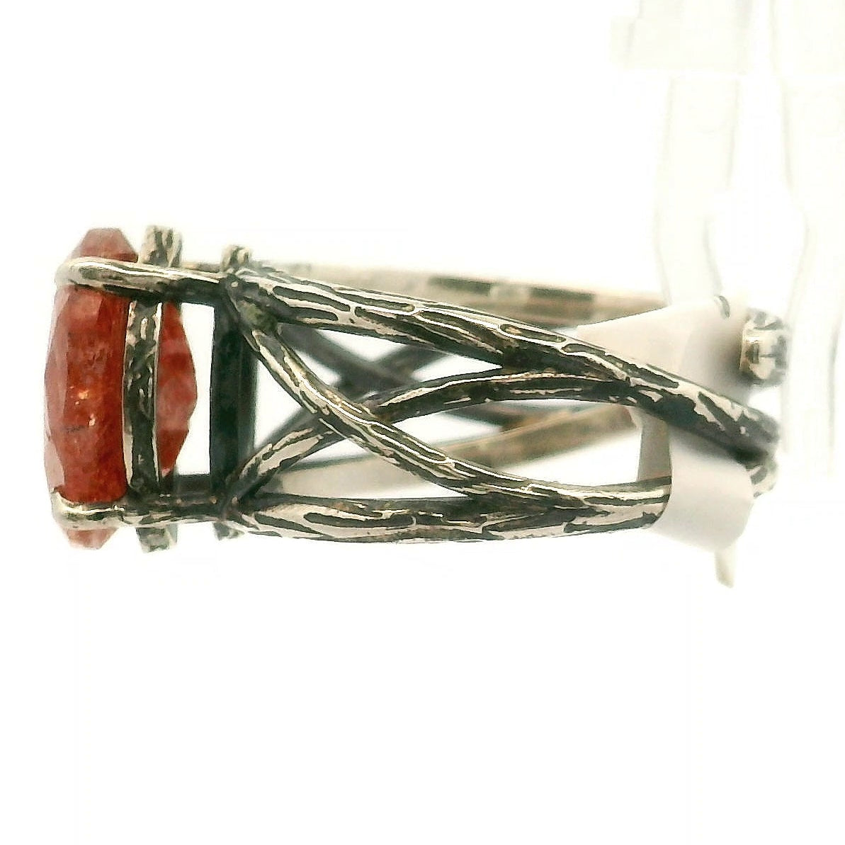 Sunstone Bad Witch Cuff Ring .925 Silver for Confidence, Joy and Vitality