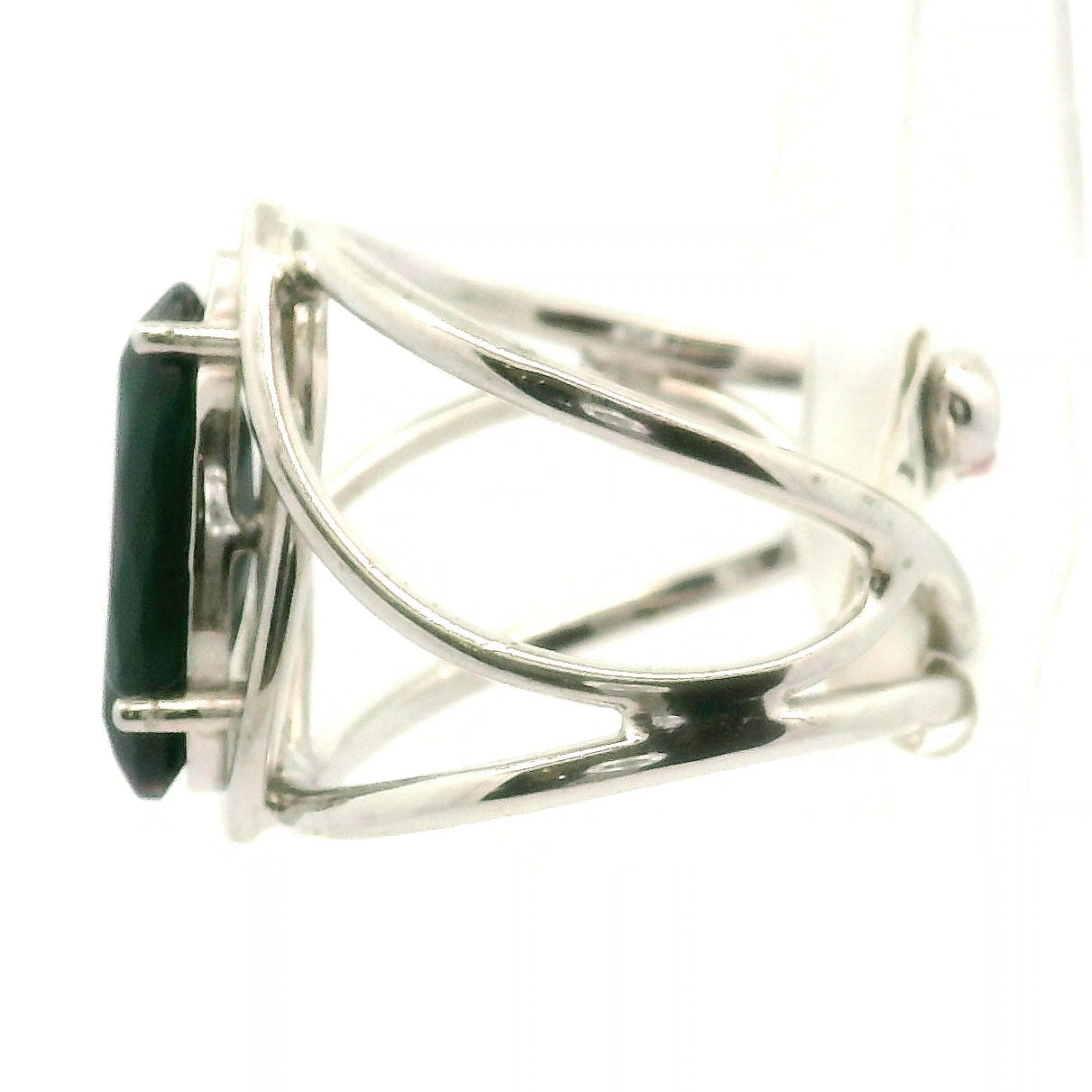 Black Opal (Heated) Cuff Ring .925 Silver for Good Luck, Protection and Joy