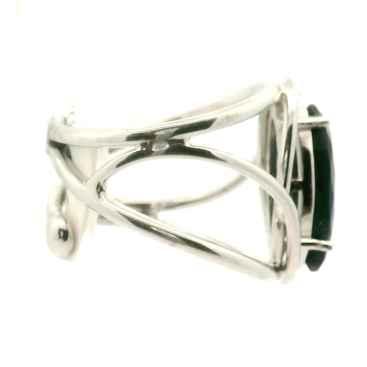 Black Opal (Heated) Cuff Ring .925 Silver for Good Luck, Protection and Joy