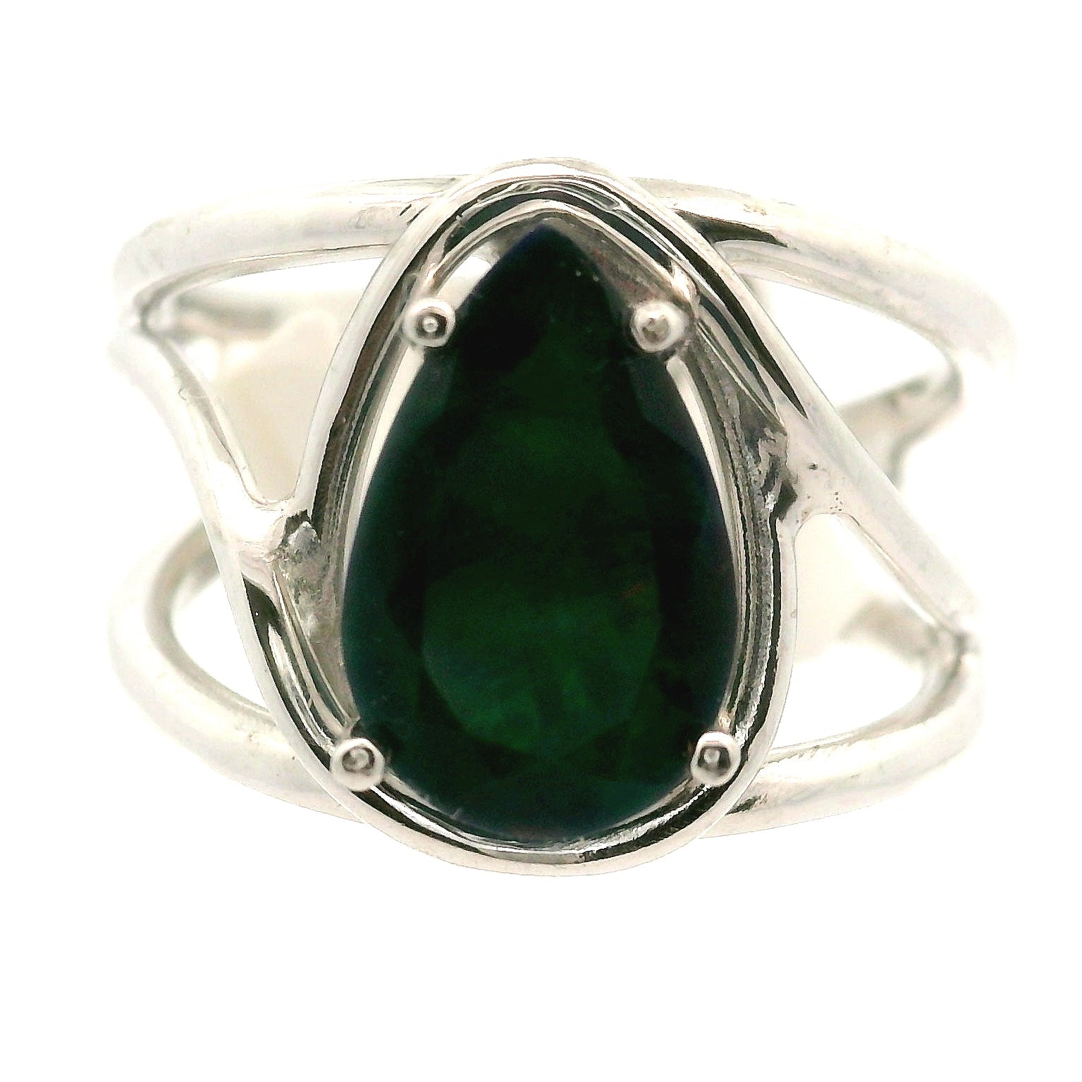 Black Opal (Heated) Cuff Ring .925 Silver for Good Luck, Protection and Joy