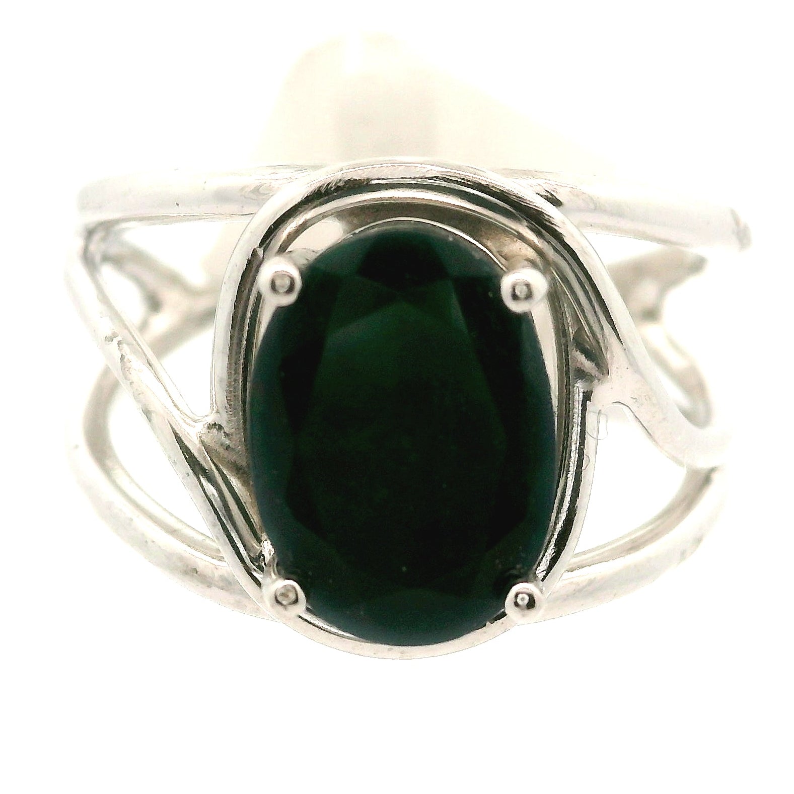 Black Opal (Heated) Cuff Ring .925 Silver for Good Luck, Protection and Joy