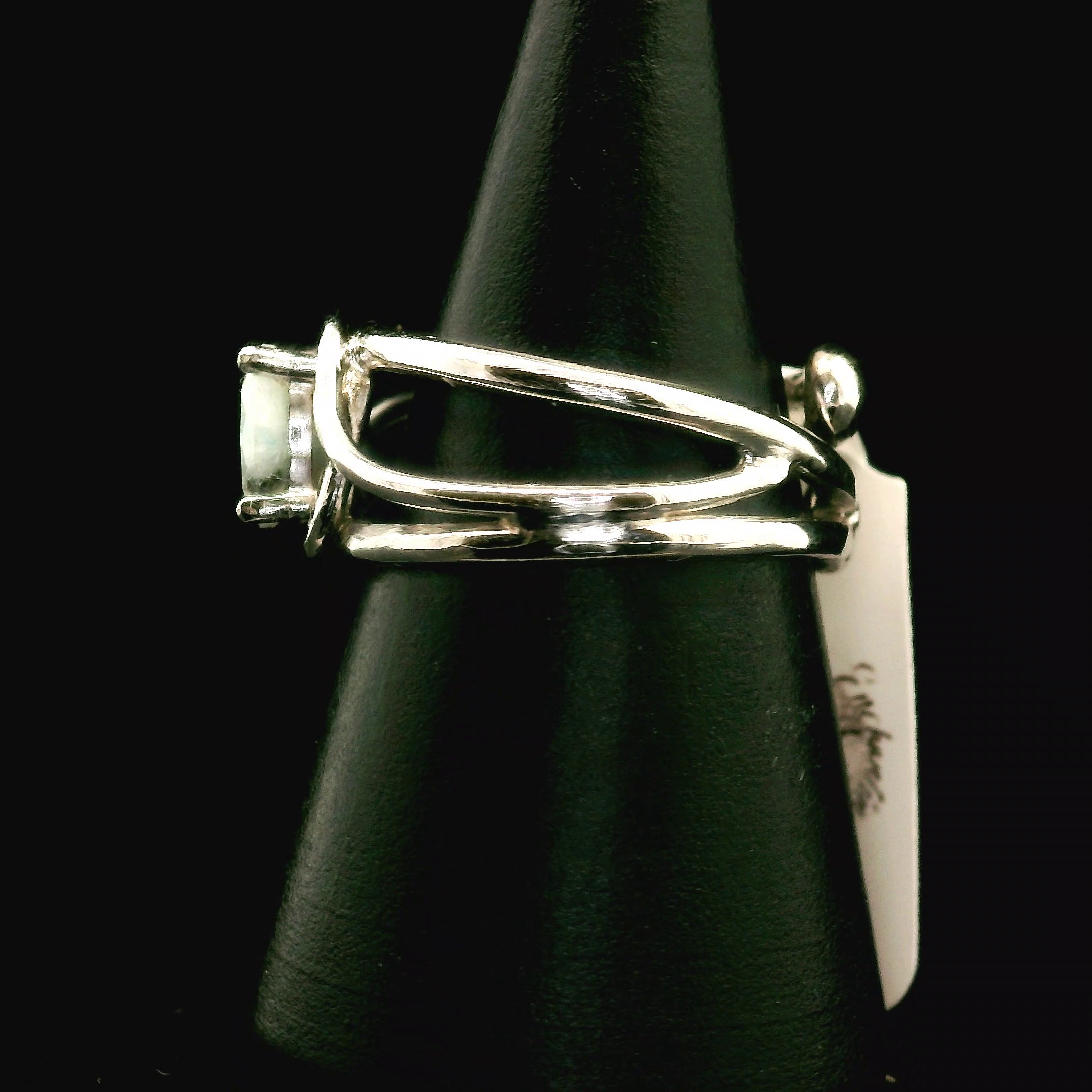 Kiwi Jasper Midi Cuff Ring 925 Silver for Support during Stress or Addiction