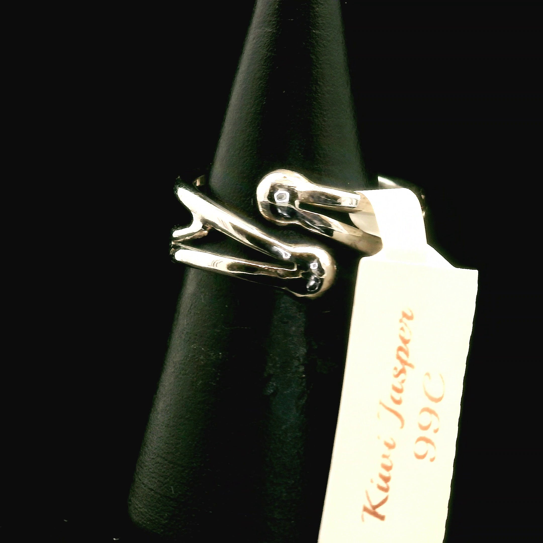 Kiwi Jasper Midi Cuff Ring 925 Silver for Support during Stress or Addiction