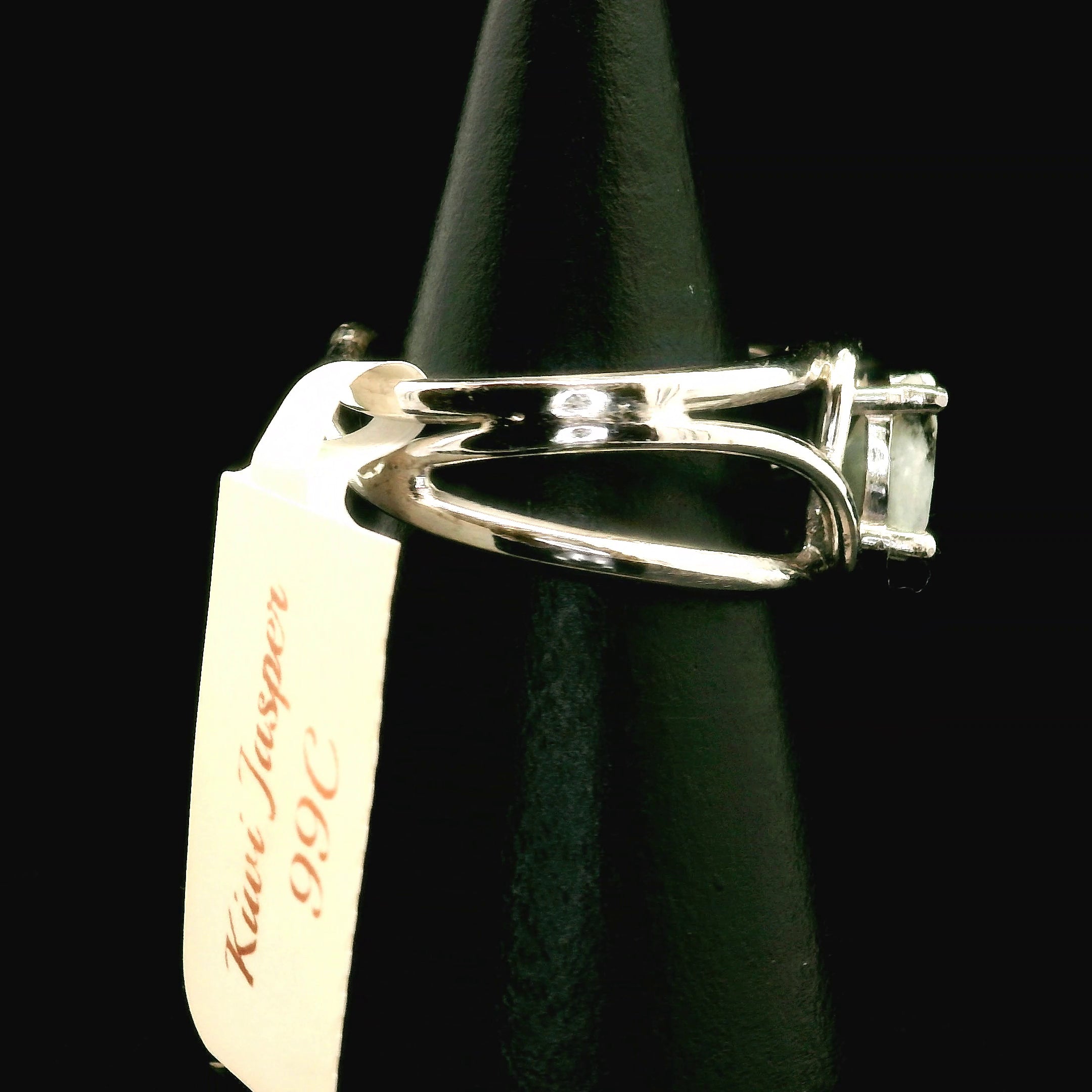 Kiwi Jasper Midi Cuff Ring 925 Silver for Support during Stress or Addiction