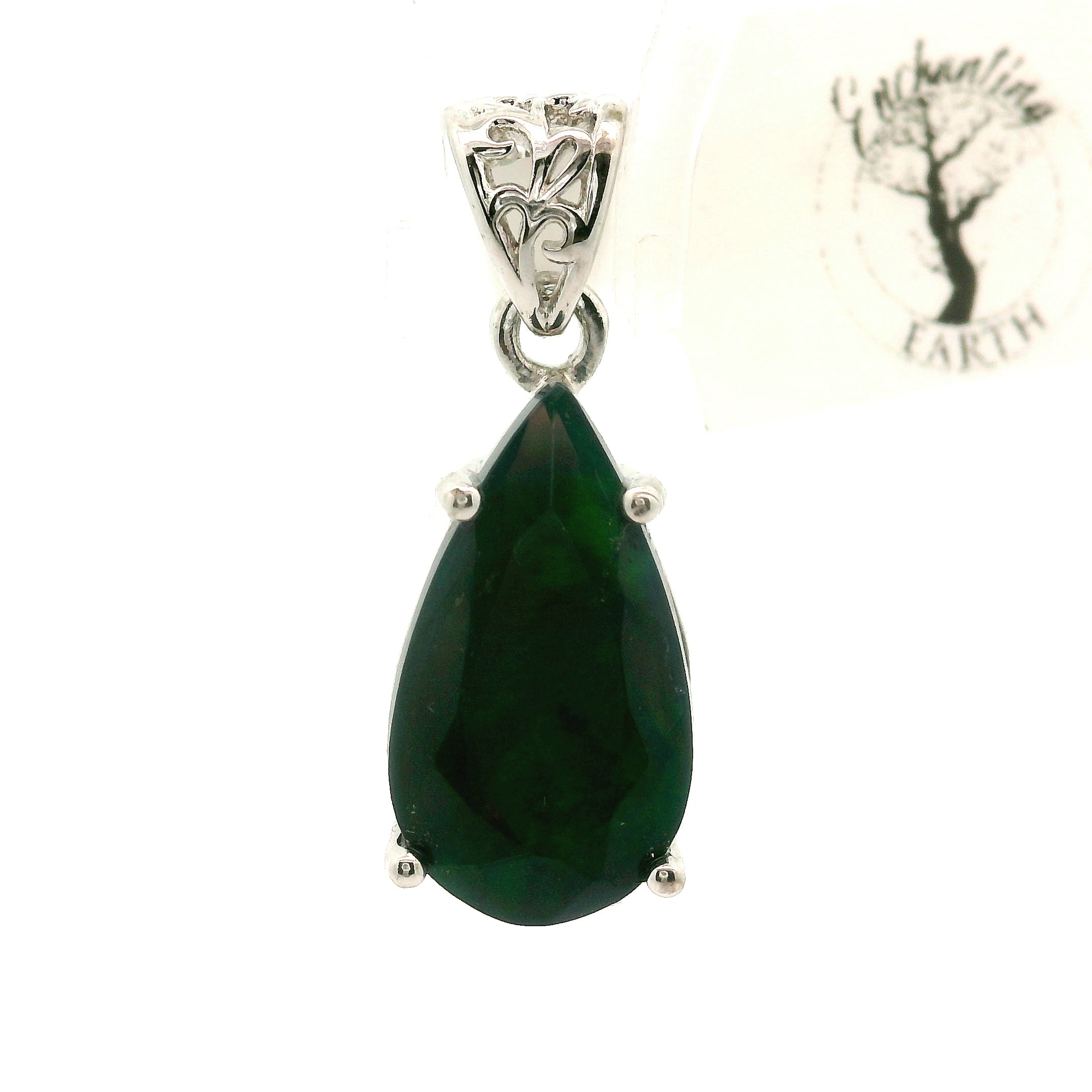 Black Opal (Heated) Pendant .925 Silver for Good Luck, Protection and Joy