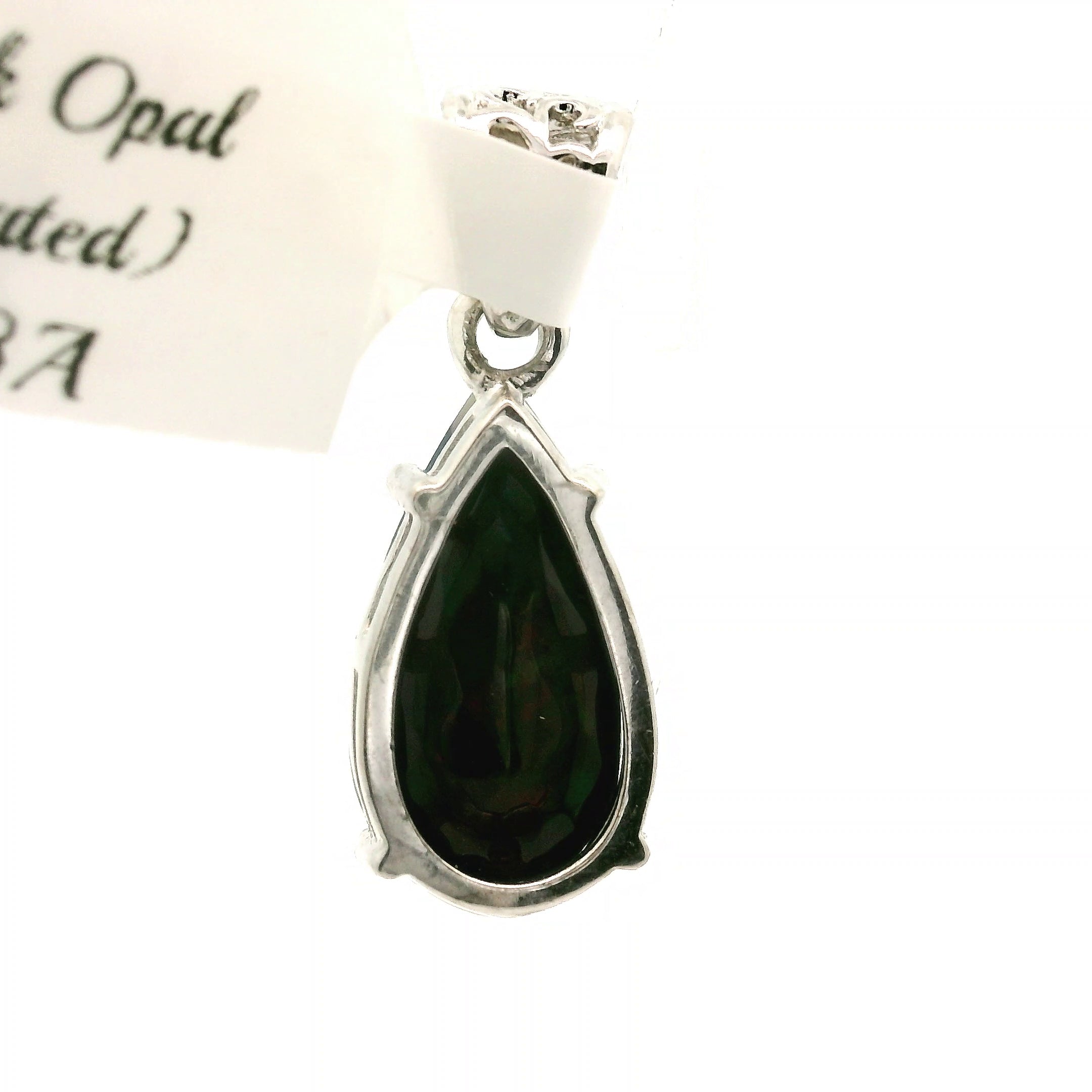 Black Opal (Heated) Pendant .925 Silver for Good Luck, Protection and Joy