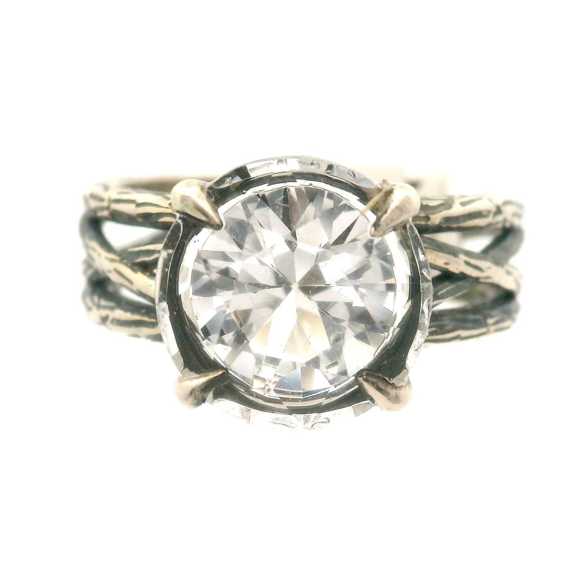 Bad Witch Danburite Cuff Ring .925 Silver for Connection with Higher Realms, Peace and Self Acceptance