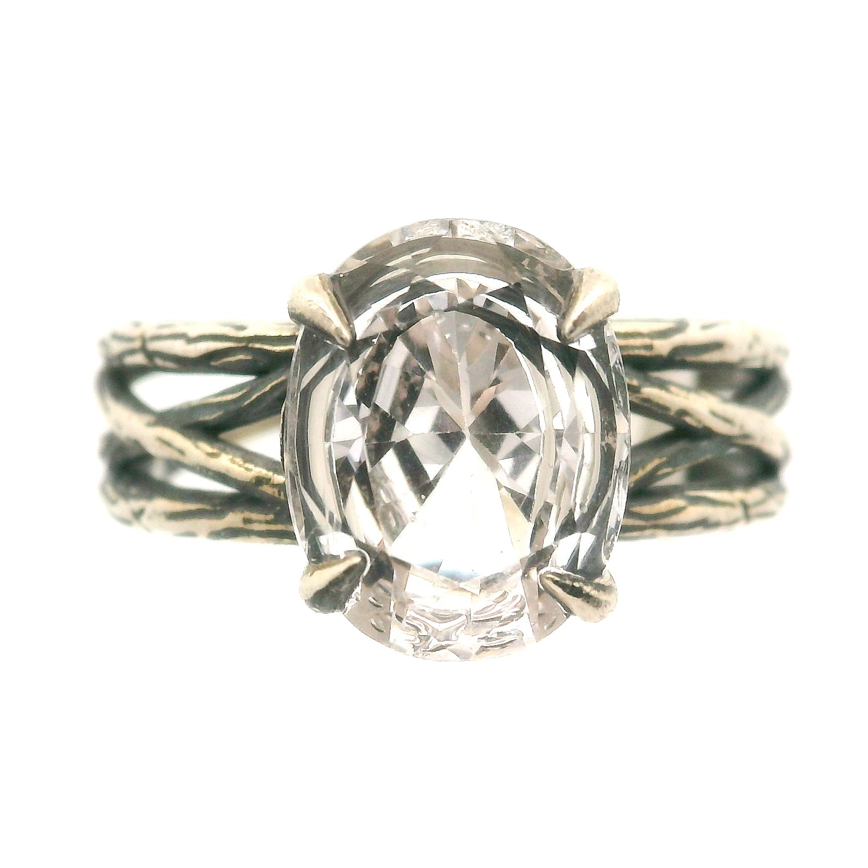 Bad Witch Danburite Cuff Ring .925 Silver for Connection with Higher Realms, Peace and Self Acceptance