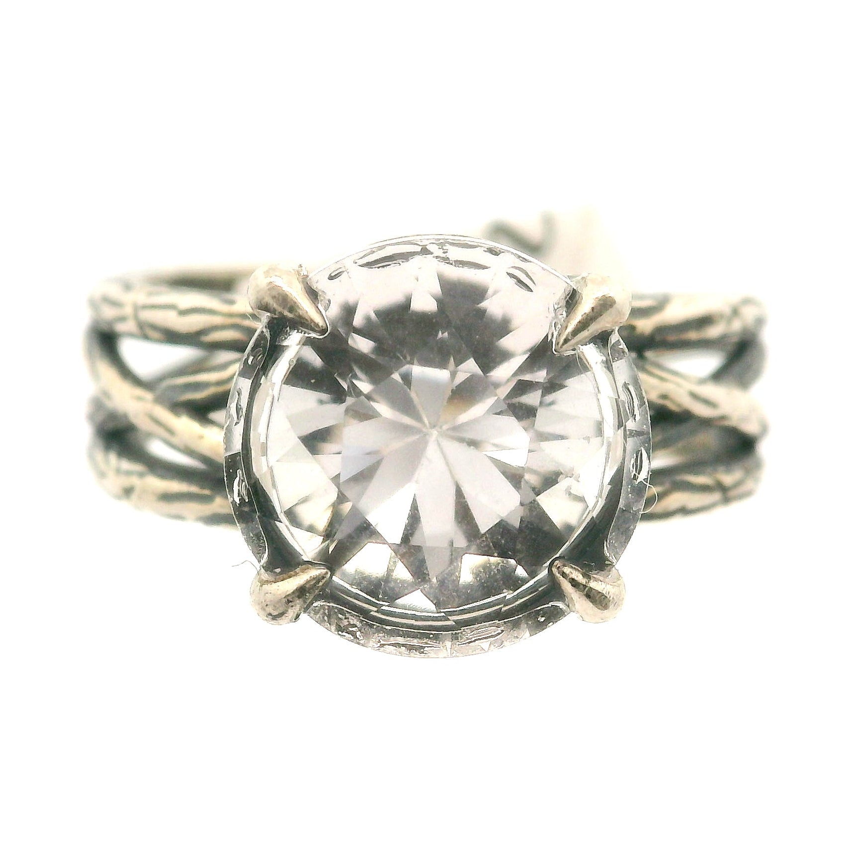 Bad Witch Danburite Cuff Ring .925 Silver for Connection with Higher Realms, Peace and Self Acceptance