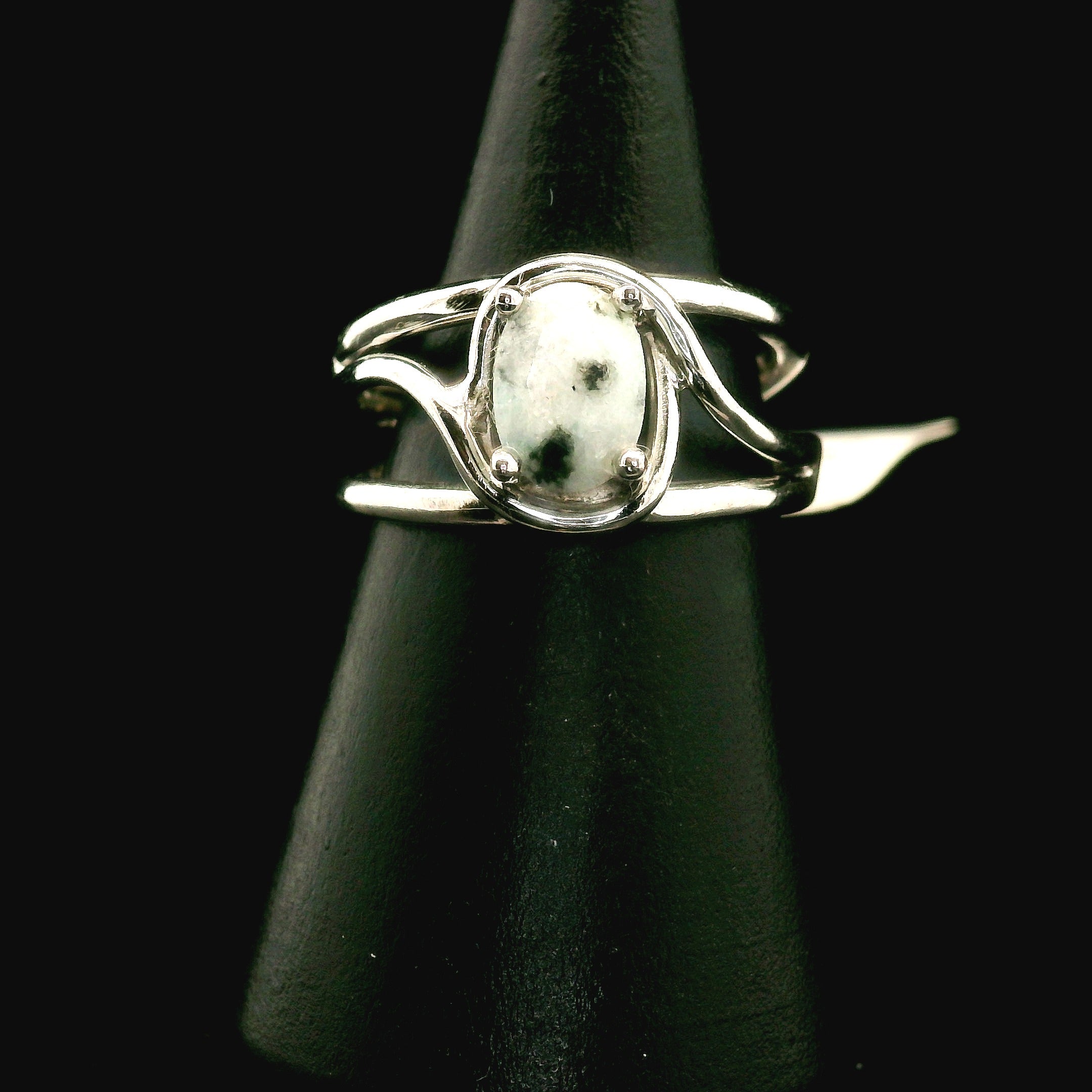Kiwi Jasper Midi Cuff Ring 925 Silver for Support during Stress or Addiction