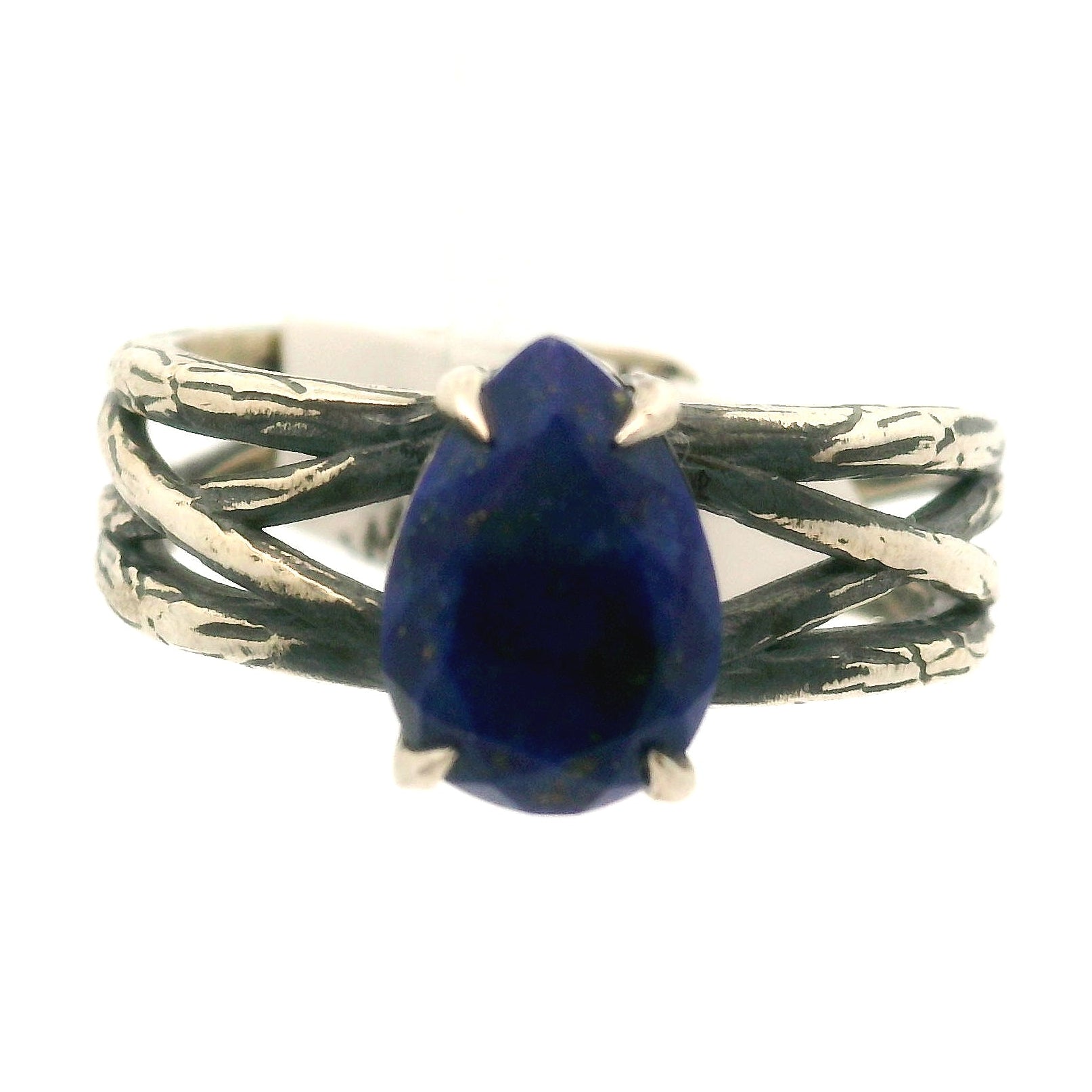Lapis Lazuli Bad Witch Cuff Ring .925 Silver for Power and Confidence
