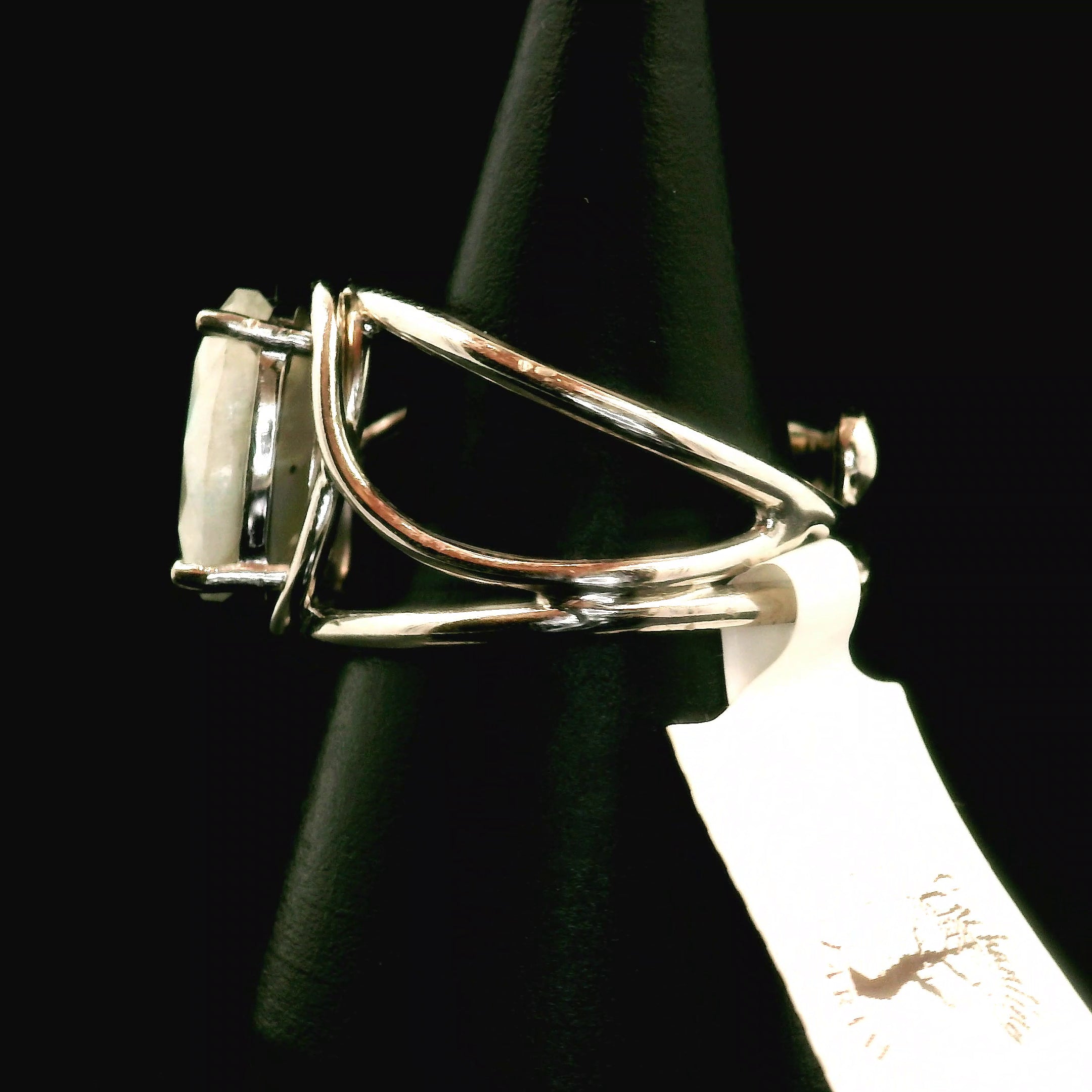 Kiwi Jasper Cuff Ring 925 Silver for Support during Stress or Addiction