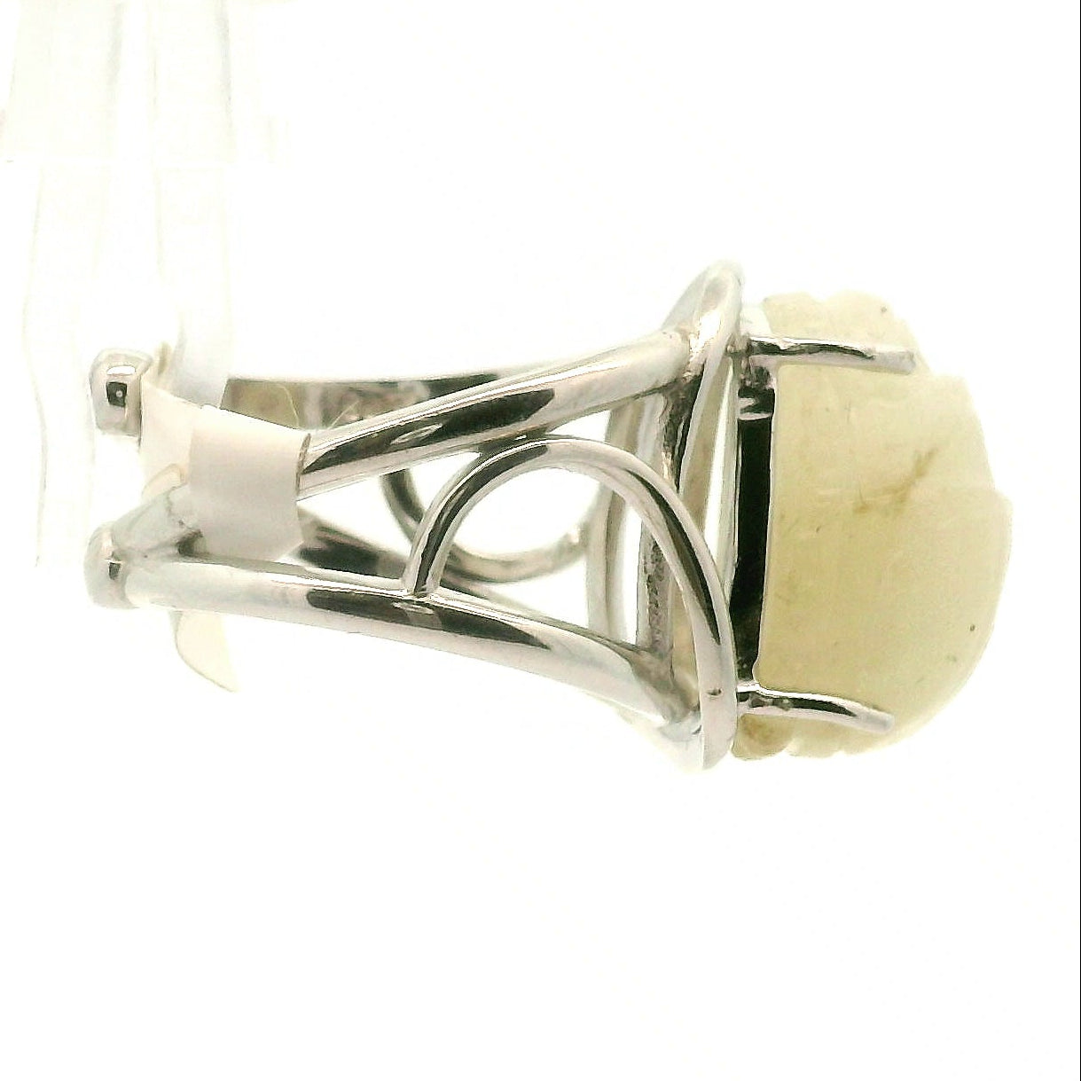 Libyan Desert Glass Scarab Cuff Ring .925 Silver for Confidence, Manifestation and Personal Power