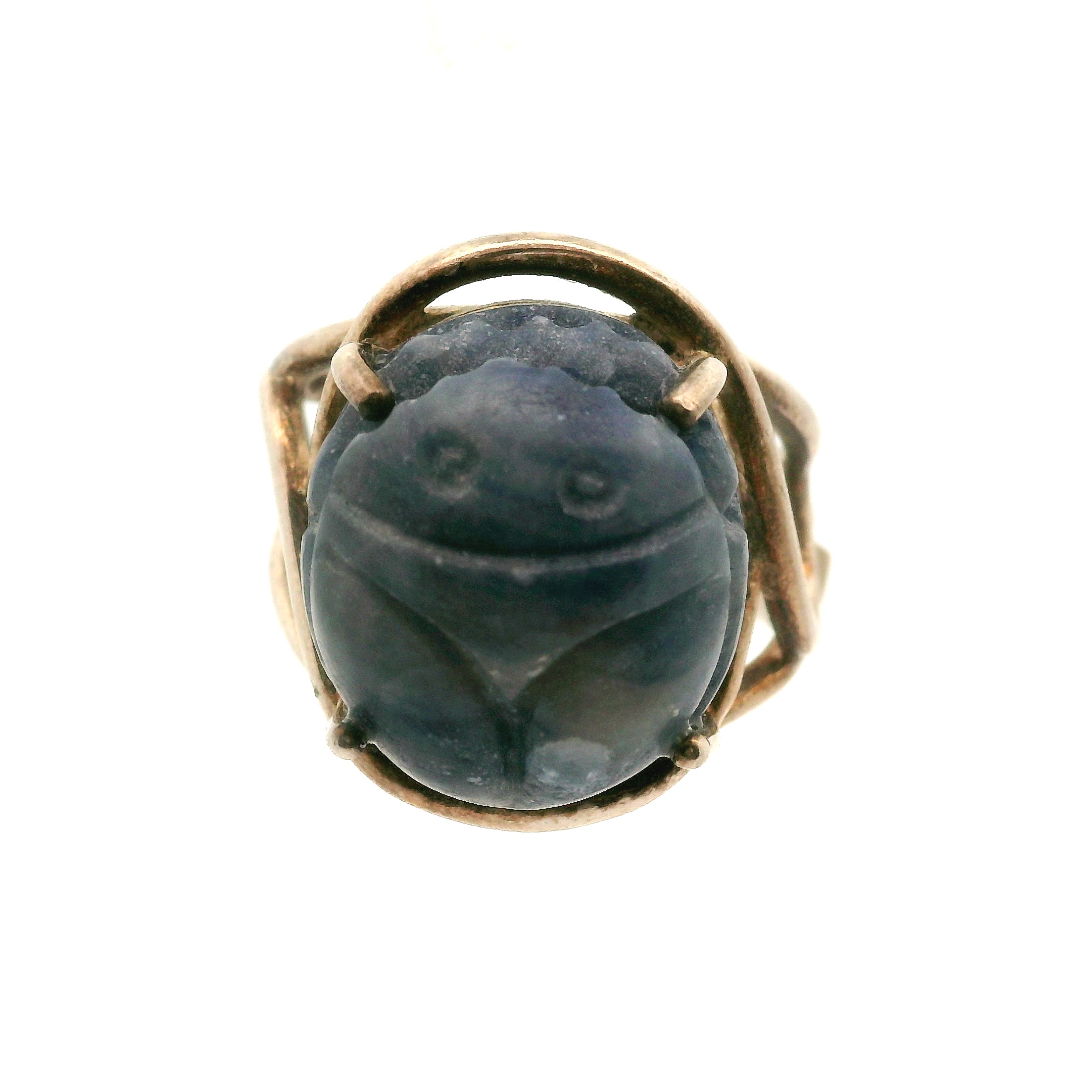Sapphire Scarab Finger Cuff Adjustable Ring .925 Sterling Silver for Passion, Personal Power and Energy