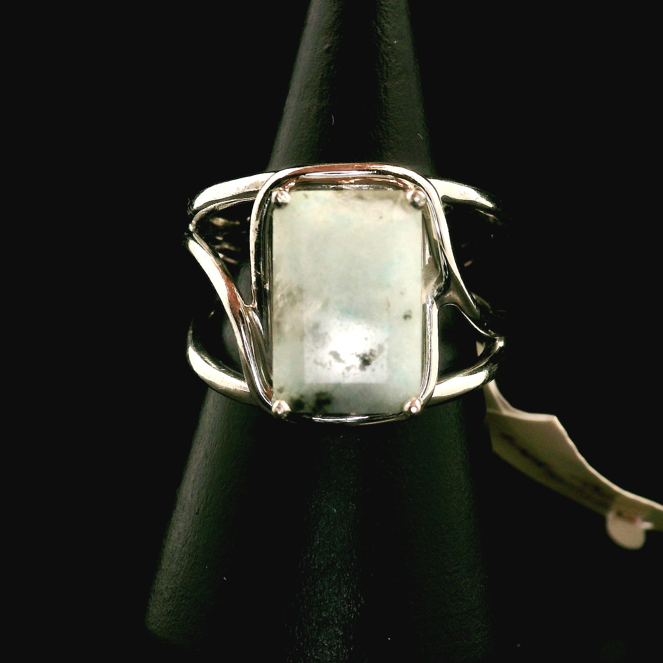 Kiwi Jasper Cuff Ring 925 Silver for Support during Stress or Addiction