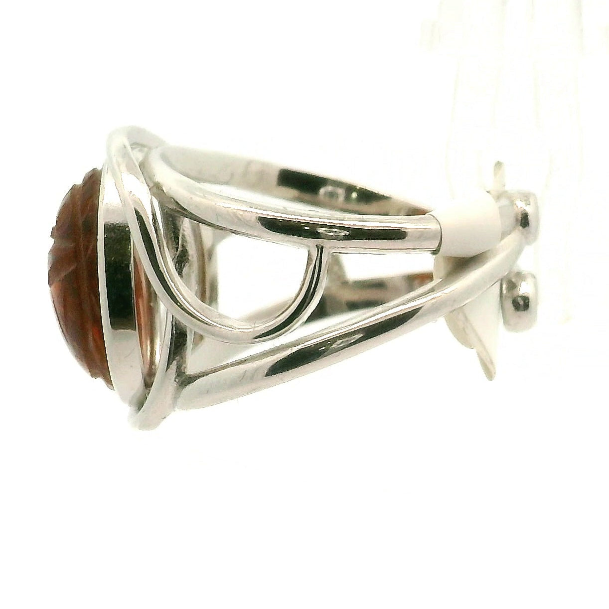 Madeira Citrine Scarab Adjustable Cuff Ring .925 Silver for Abundance, Good Luck and Positivity