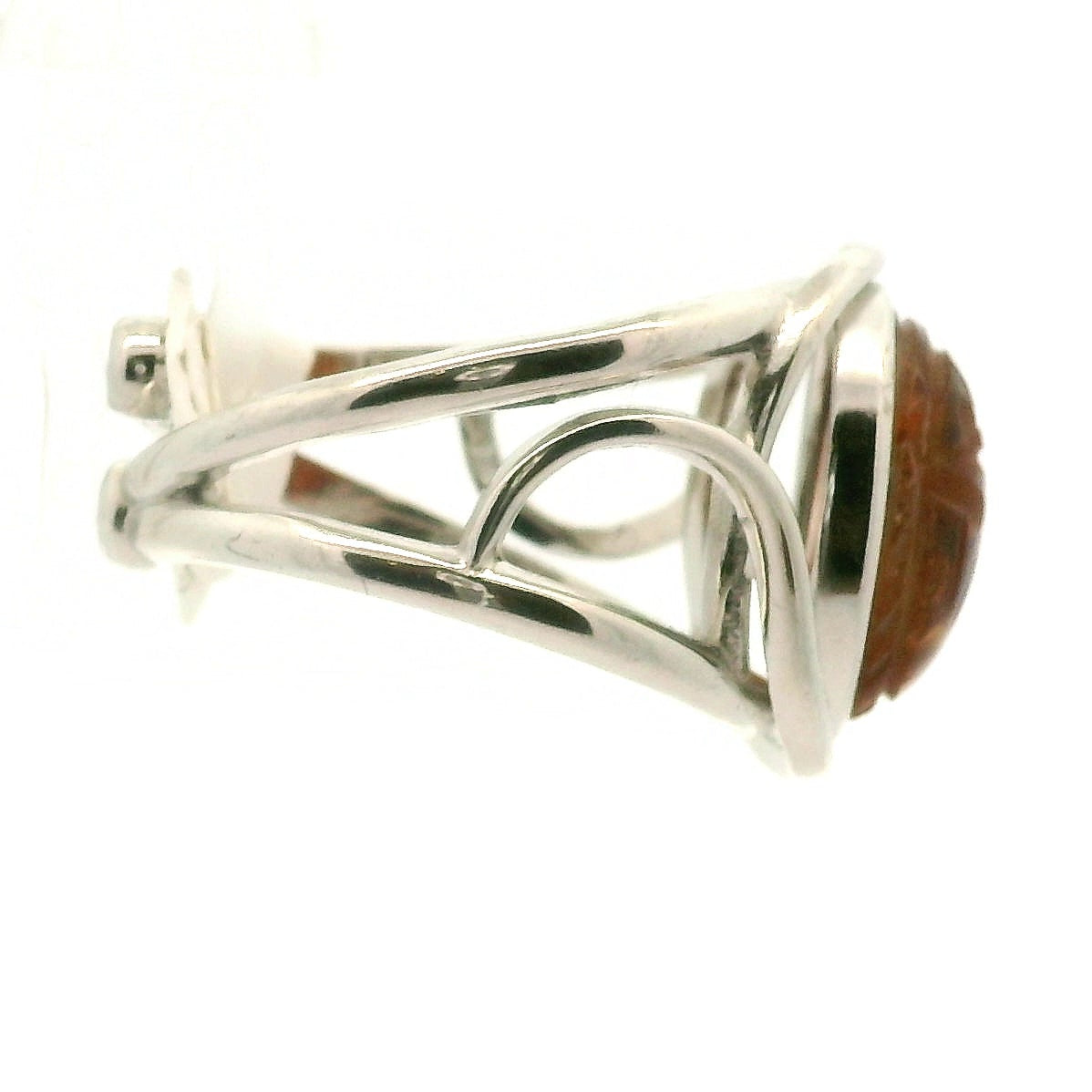 Madeira Citrine Scarab Adjustable Cuff Ring .925 Silver for Abundance, Good Luck and Positivity