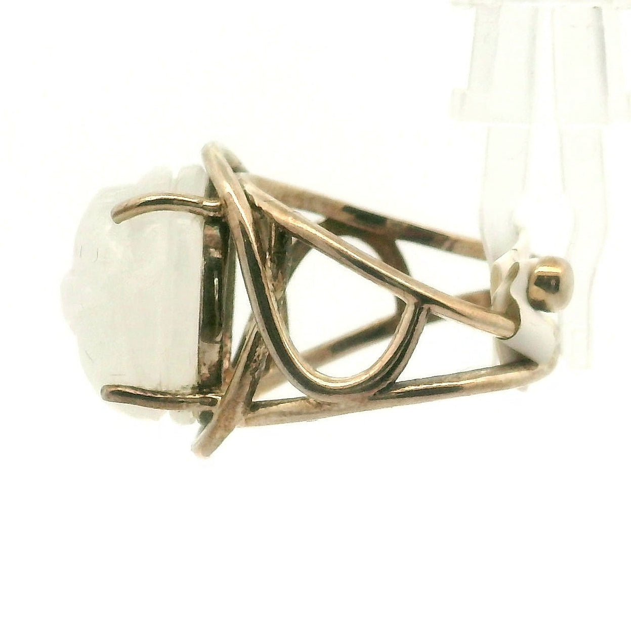 Rainbow Moonstone Scarab Finger Cuff Adjustable Ring .925 Sterling Silver for New Beginnings, Protection and Manifestation