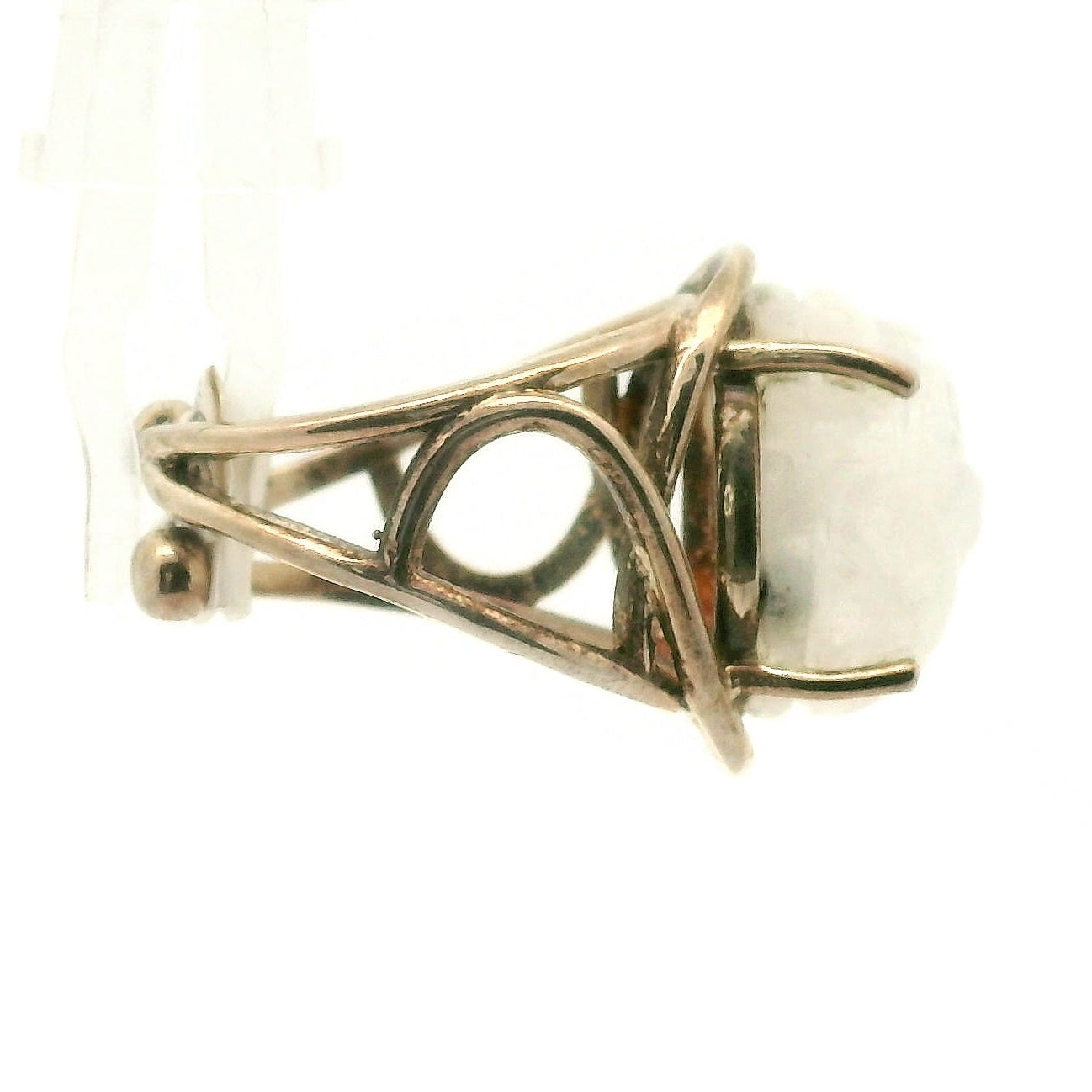 Rainbow Moonstone Scarab Finger Cuff Adjustable Ring .925 Sterling Silver for New Beginnings, Protection and Manifestation