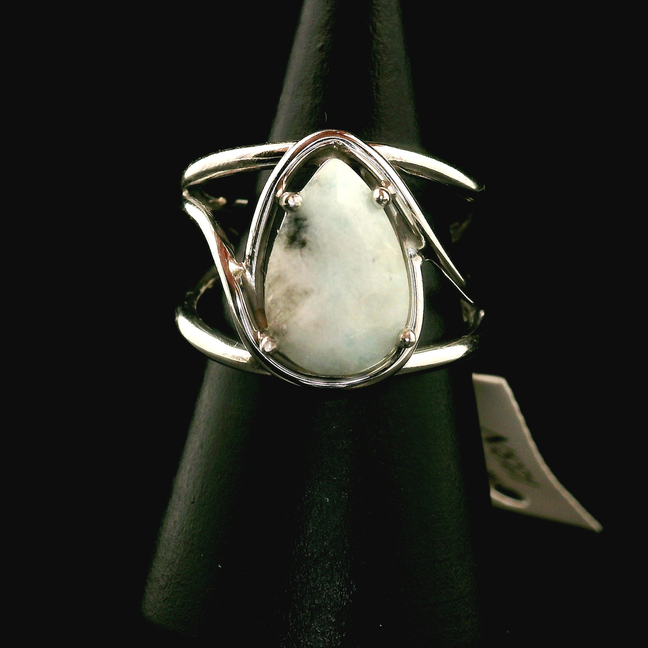 Kiwi Jasper Cuff Ring 925 Silver for Support during Stress or Addiction