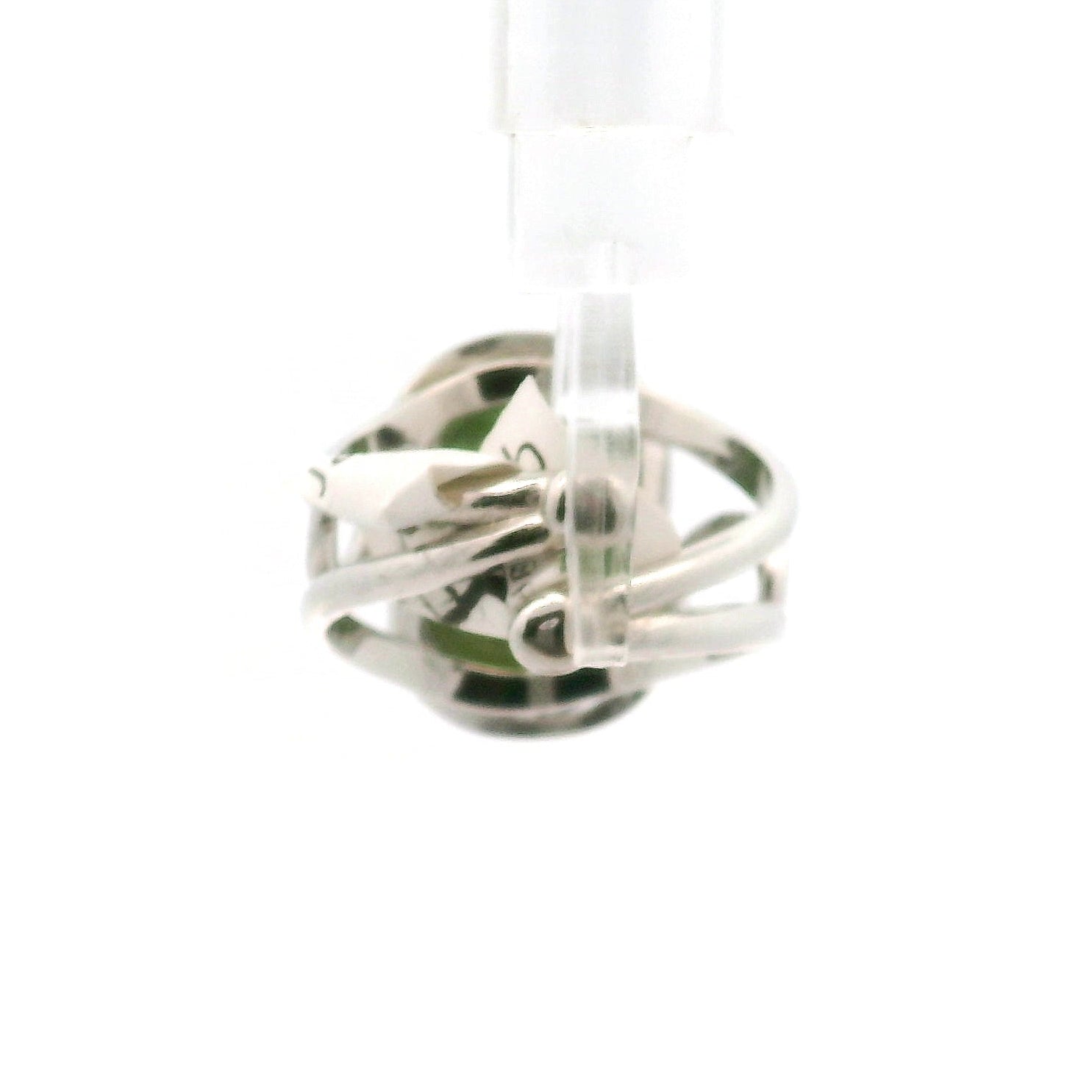 Jade Scarab Adjustable Cuff Ring .925 Silver for Abundance, Good Luck, Joy and Protection