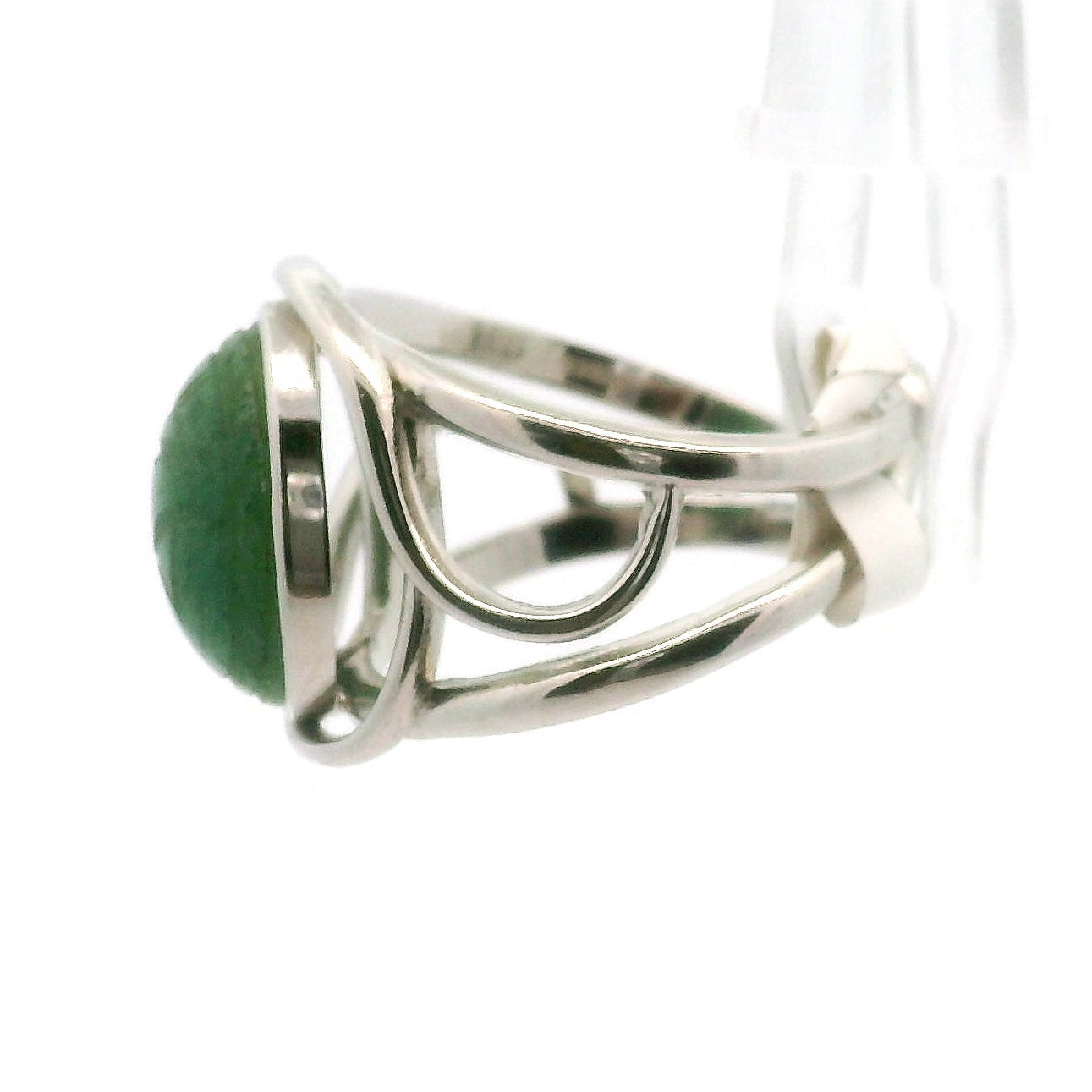 Green Aventurine Scarab Cuff Ring .925 Silver for Abundance and  Inner Harmony