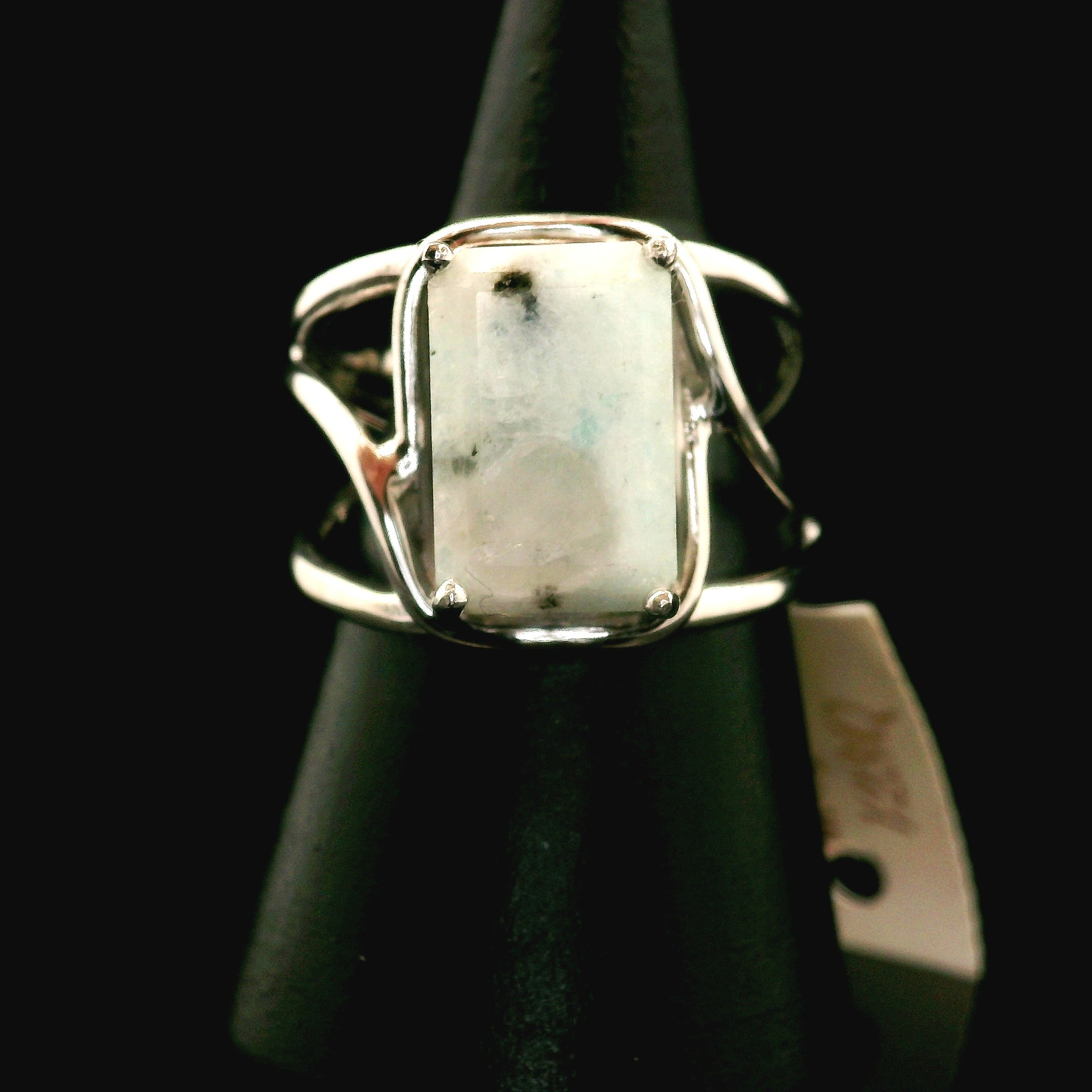 Kiwi Jasper Cuff Ring 925 Silver for Support during Stress or Addiction