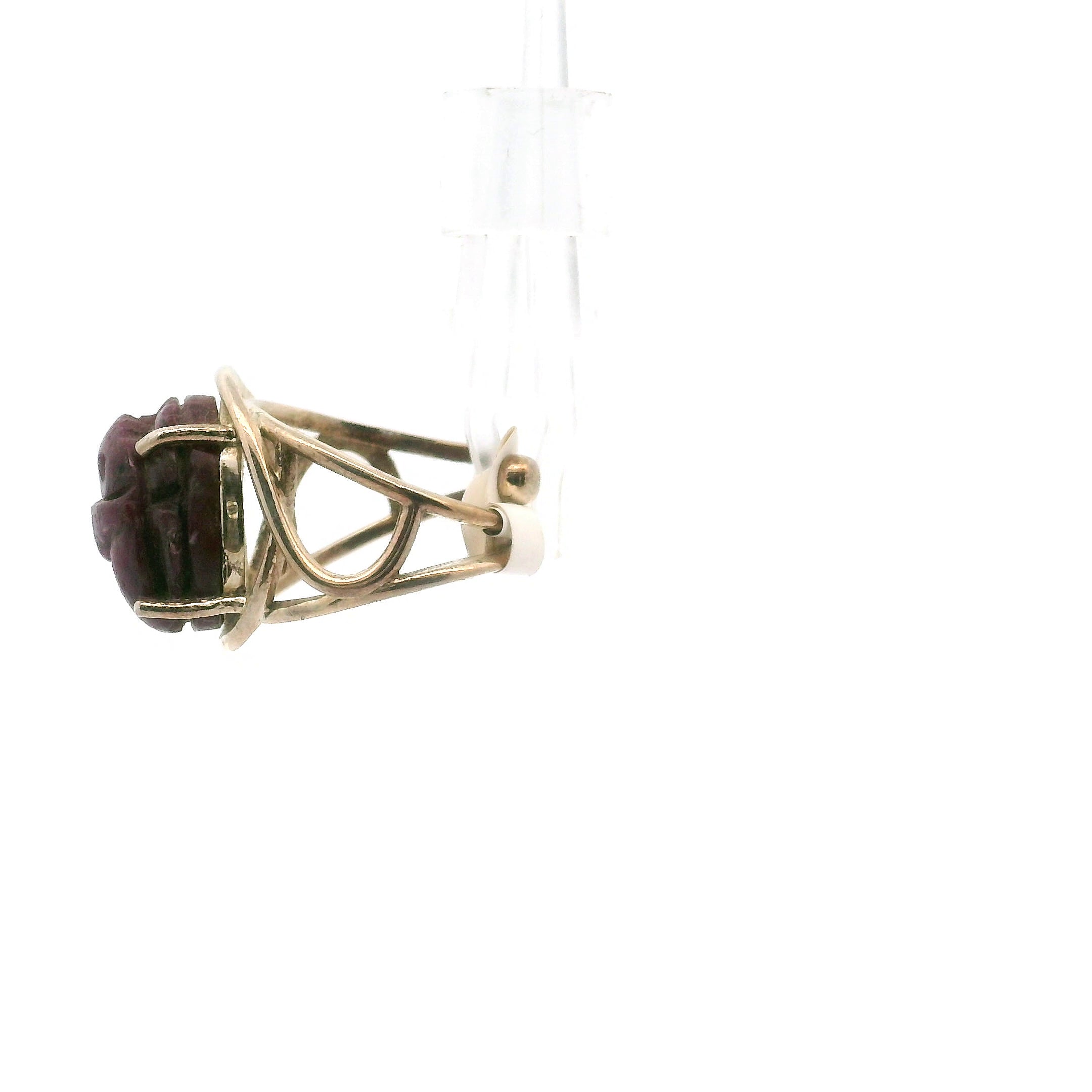 Ruby Scarab Finger Cuff Adjustable Ring .925 Sterling Silver for Passion, Personal Power and Energy
