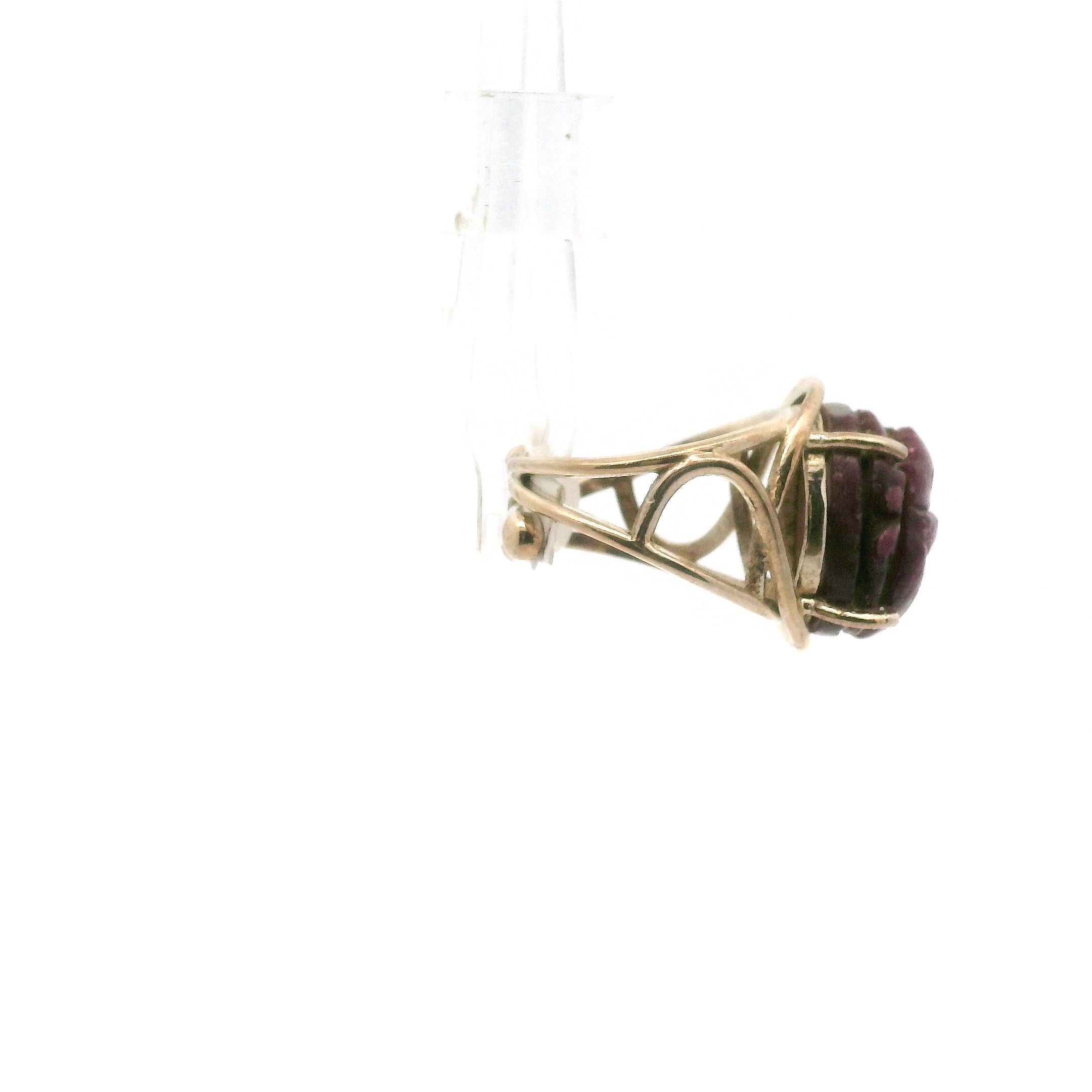Ruby Scarab Finger Cuff Adjustable Ring .925 Sterling Silver for Passion, Personal Power and Energy