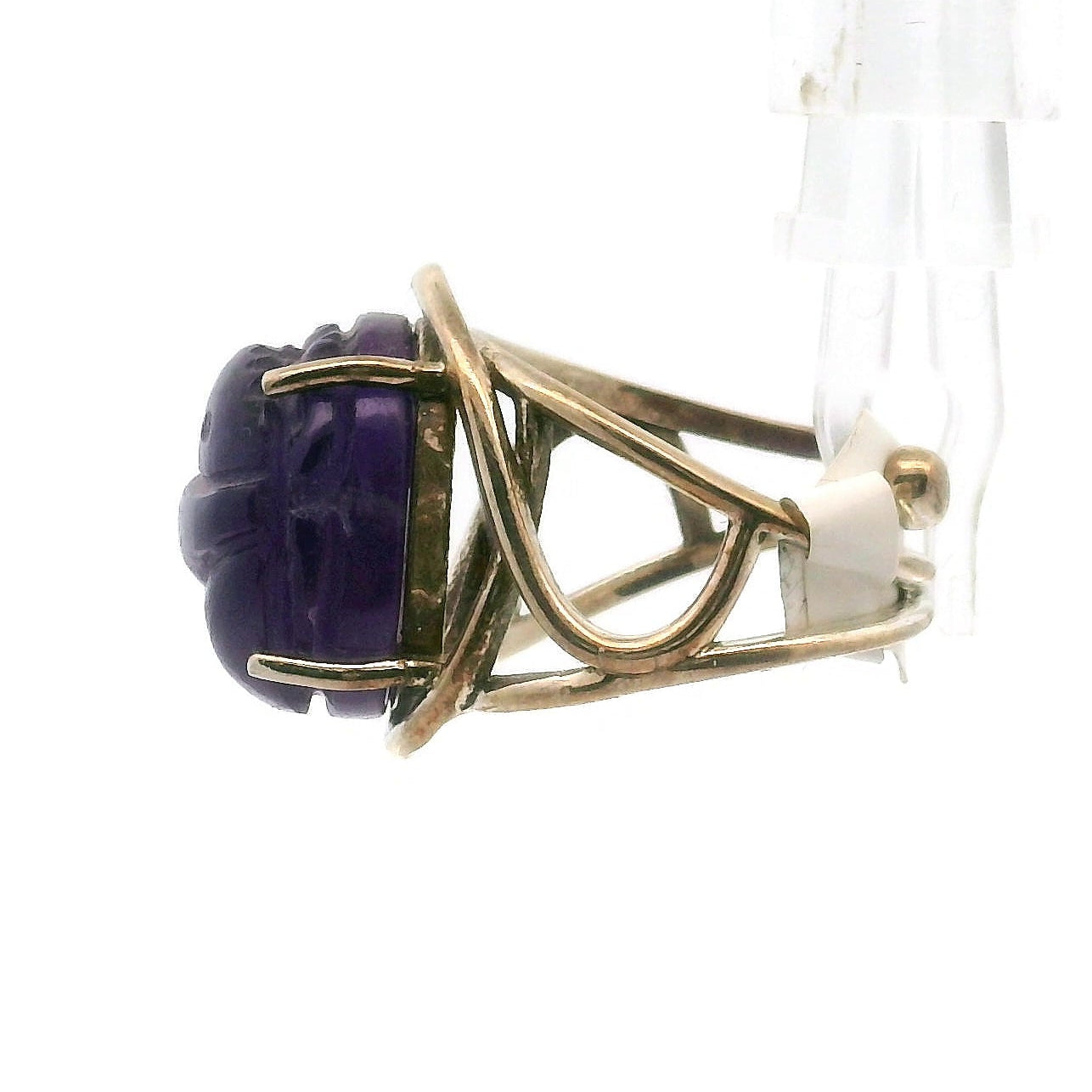 Amethyst Scarab Finger Cuff Adjustable Ring .925 Sterling Silver for Intuition, Protection and Health