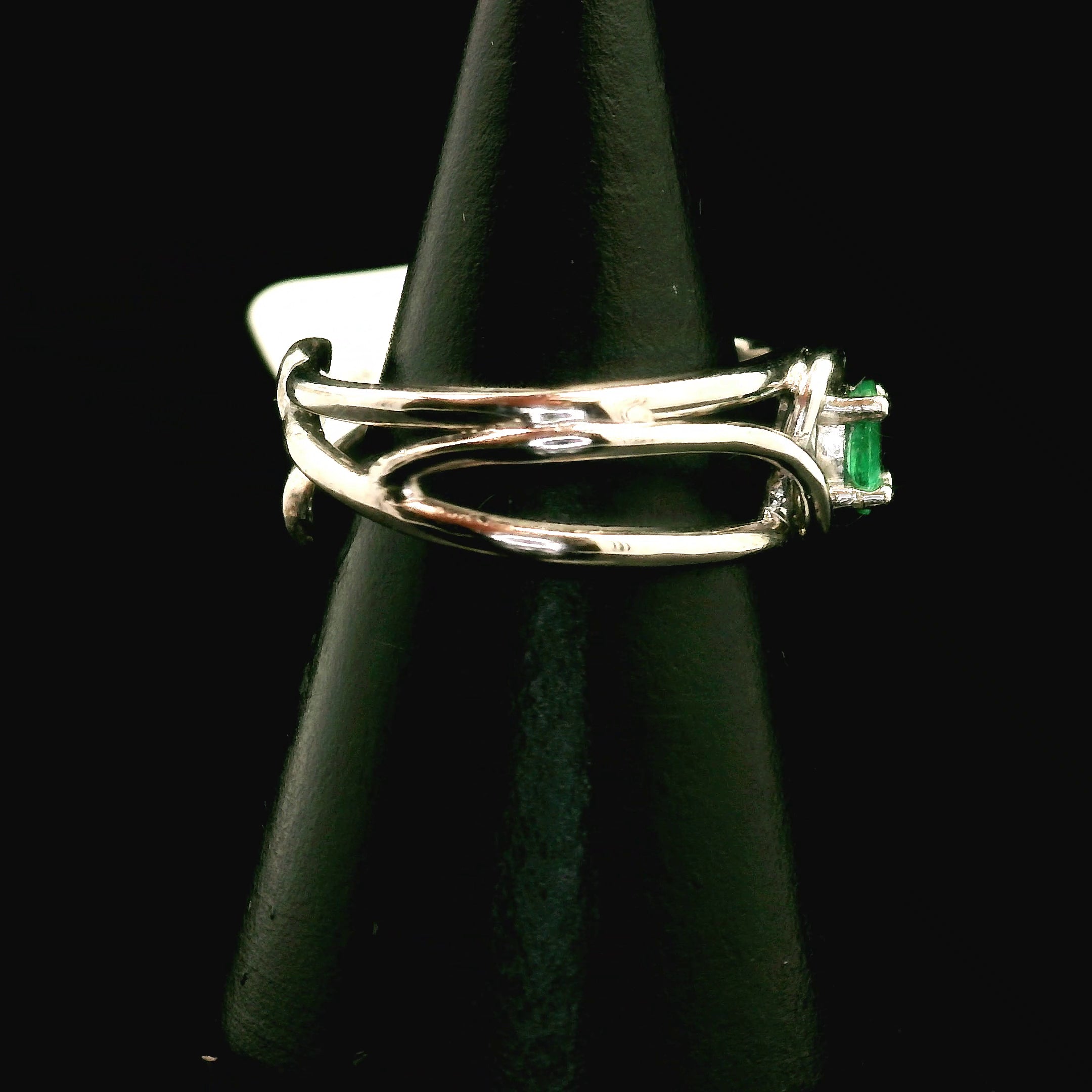 Colombian Emerald Midi Cuff Ring .925 Sterling Silver for Abundance, Love and Wealth