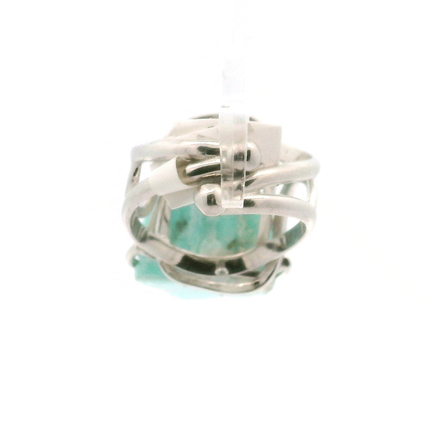 Amazonite Carved Ganesha Cuff Ring .925 Silver for Communication and Hope