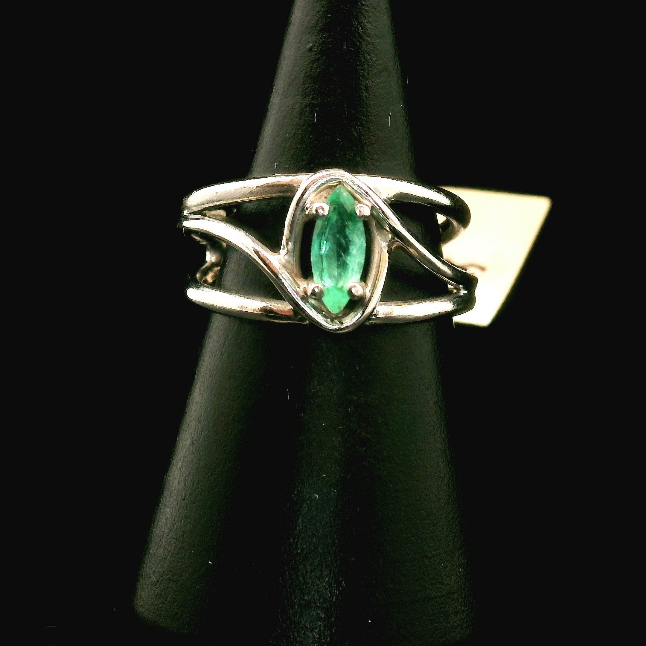Colombian Emerald Midi Cuff Ring .925 Sterling Silver for Abundance, Love and Wealth