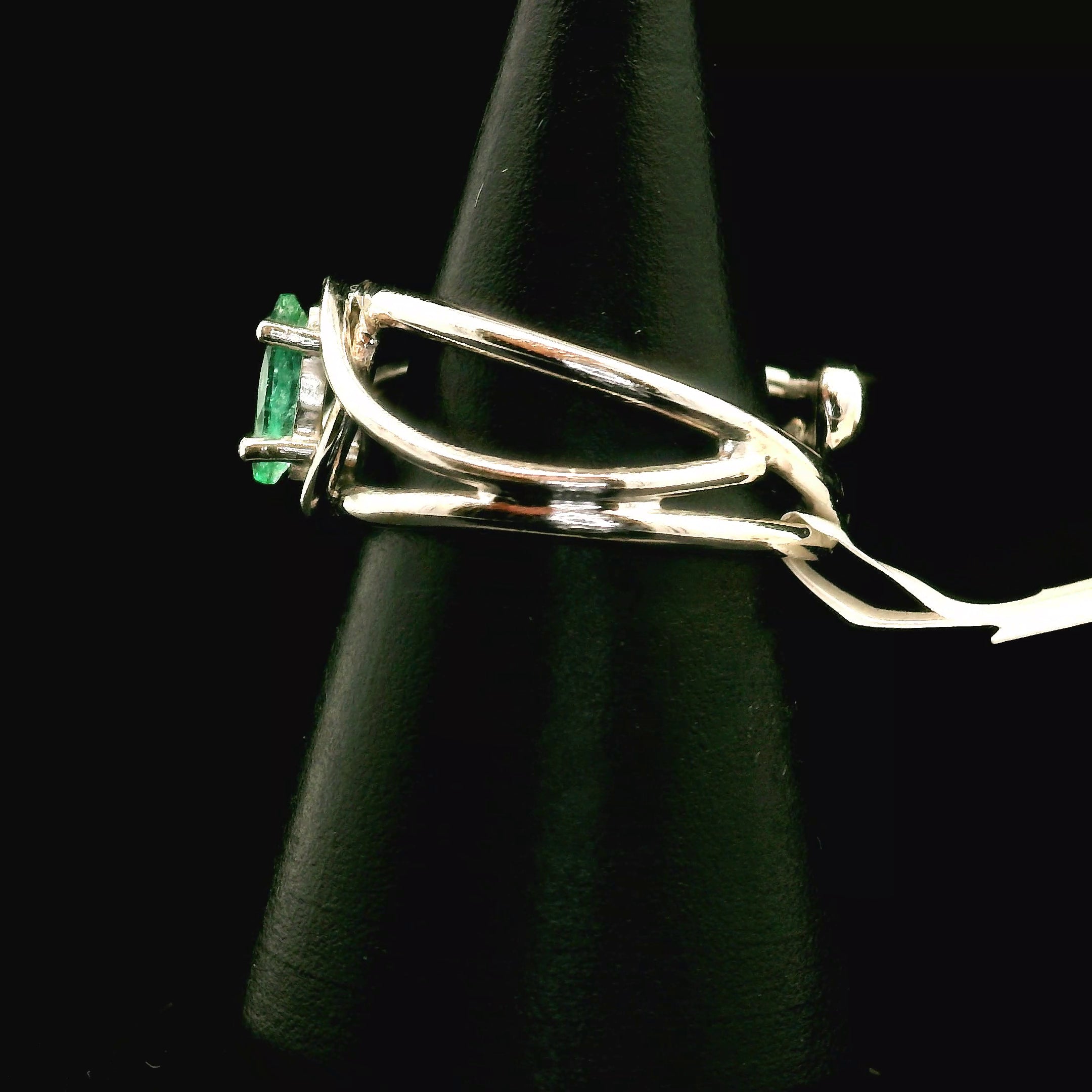 Colombian Emerald Midi Cuff Ring .925 Sterling Silver for Abundance, Love and Wealth