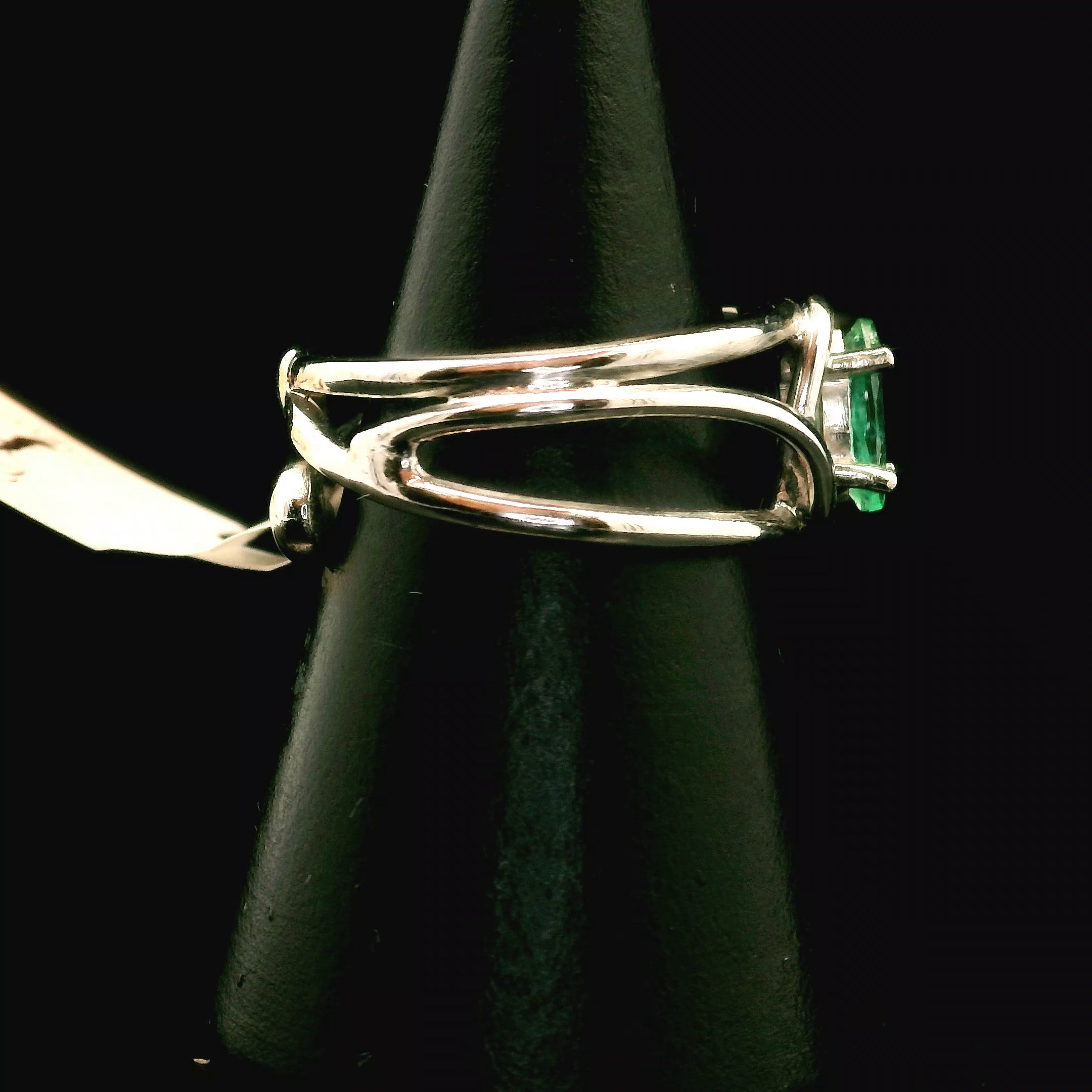 Colombian Emerald Midi Cuff Ring .925 Sterling Silver for Abundance, Love and Wealth