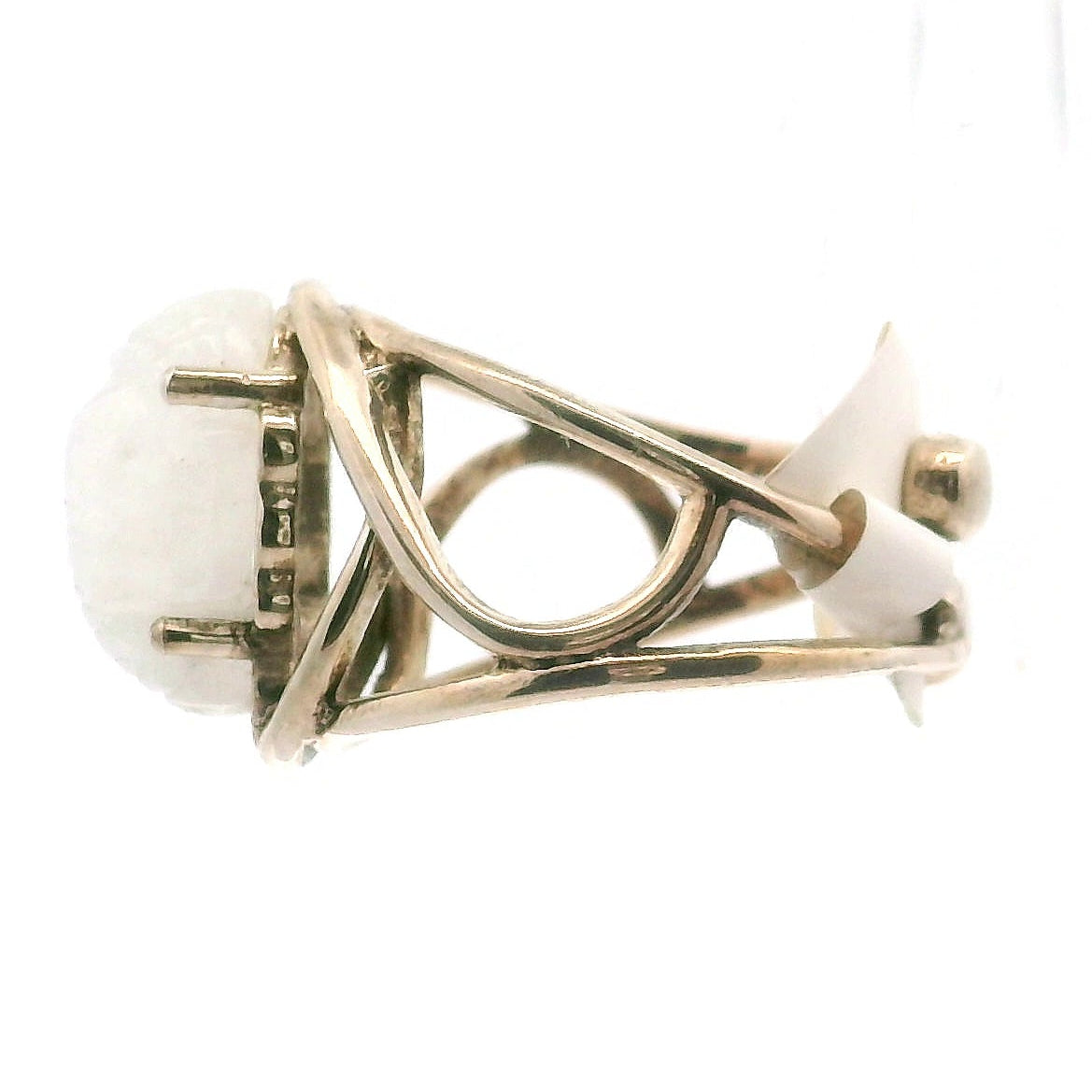 Rainbow Moonstone Ganesha Cuff Ring .925 Sterling Silver for New Beginnings & Clearing Blockages